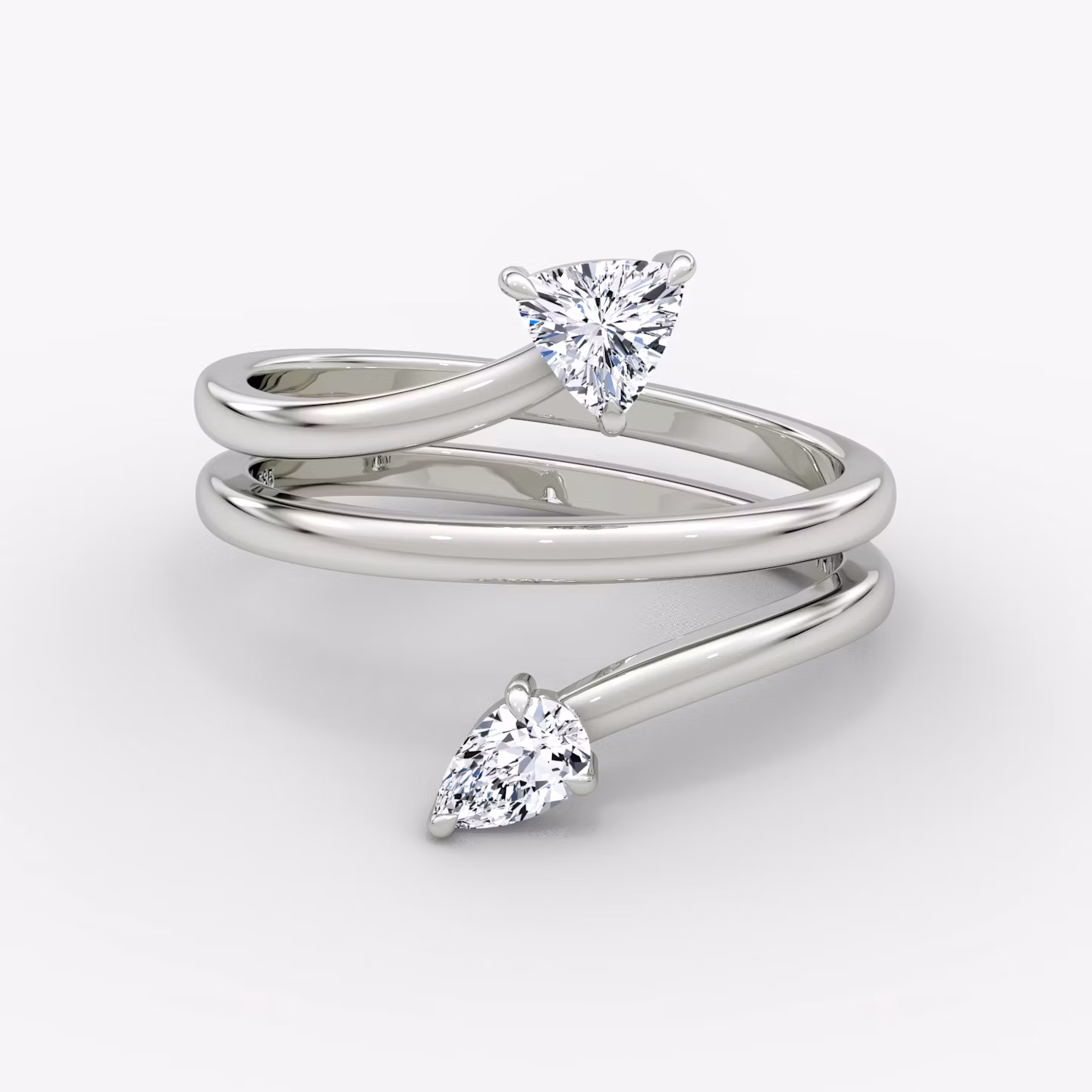 Bypass Wrap Ring Trillion + Pear | White Gold