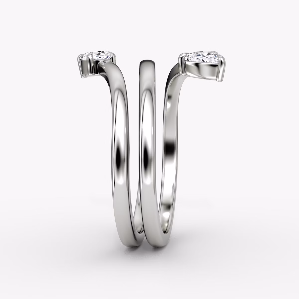 Bypass Wrap Ring | Trillion + Pear | 14k | White Gold
