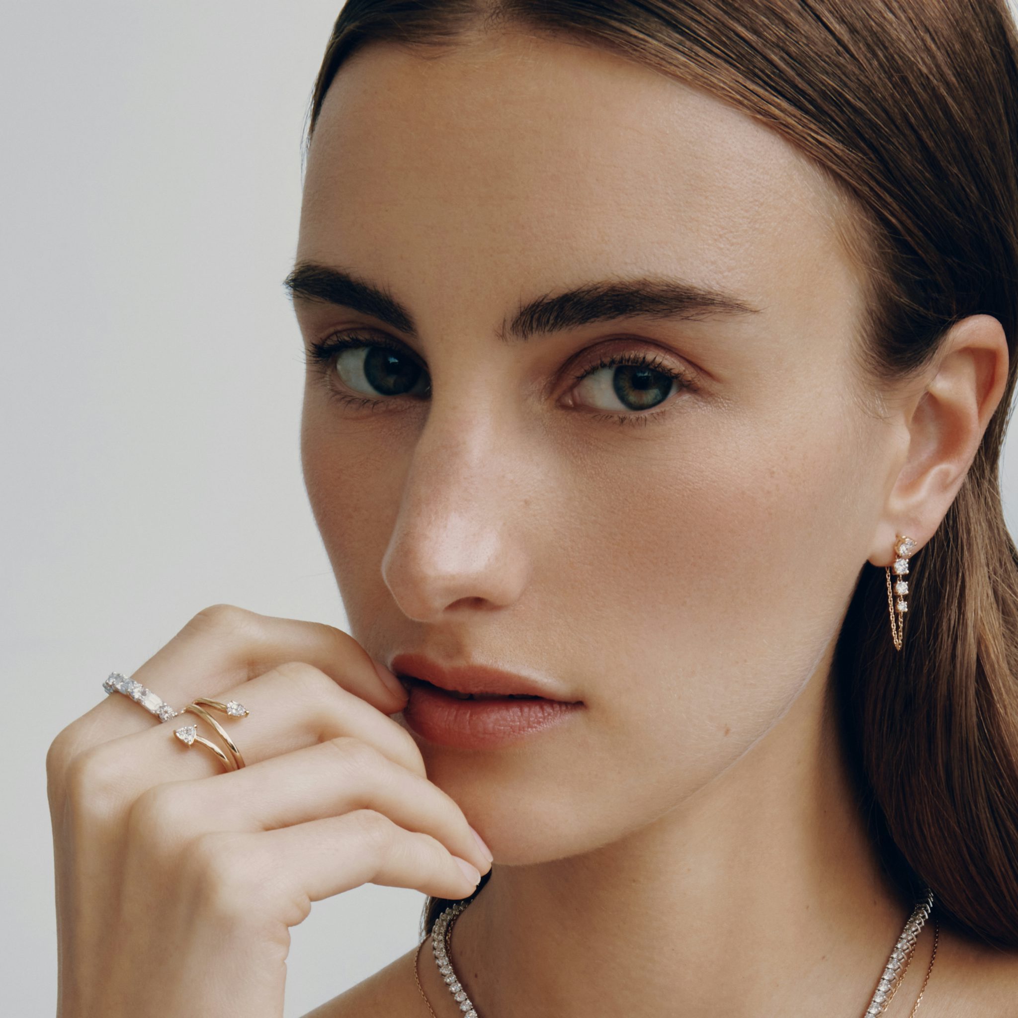 Bypass Wrap Ring | Trillion + Pear | 14k | White Gold