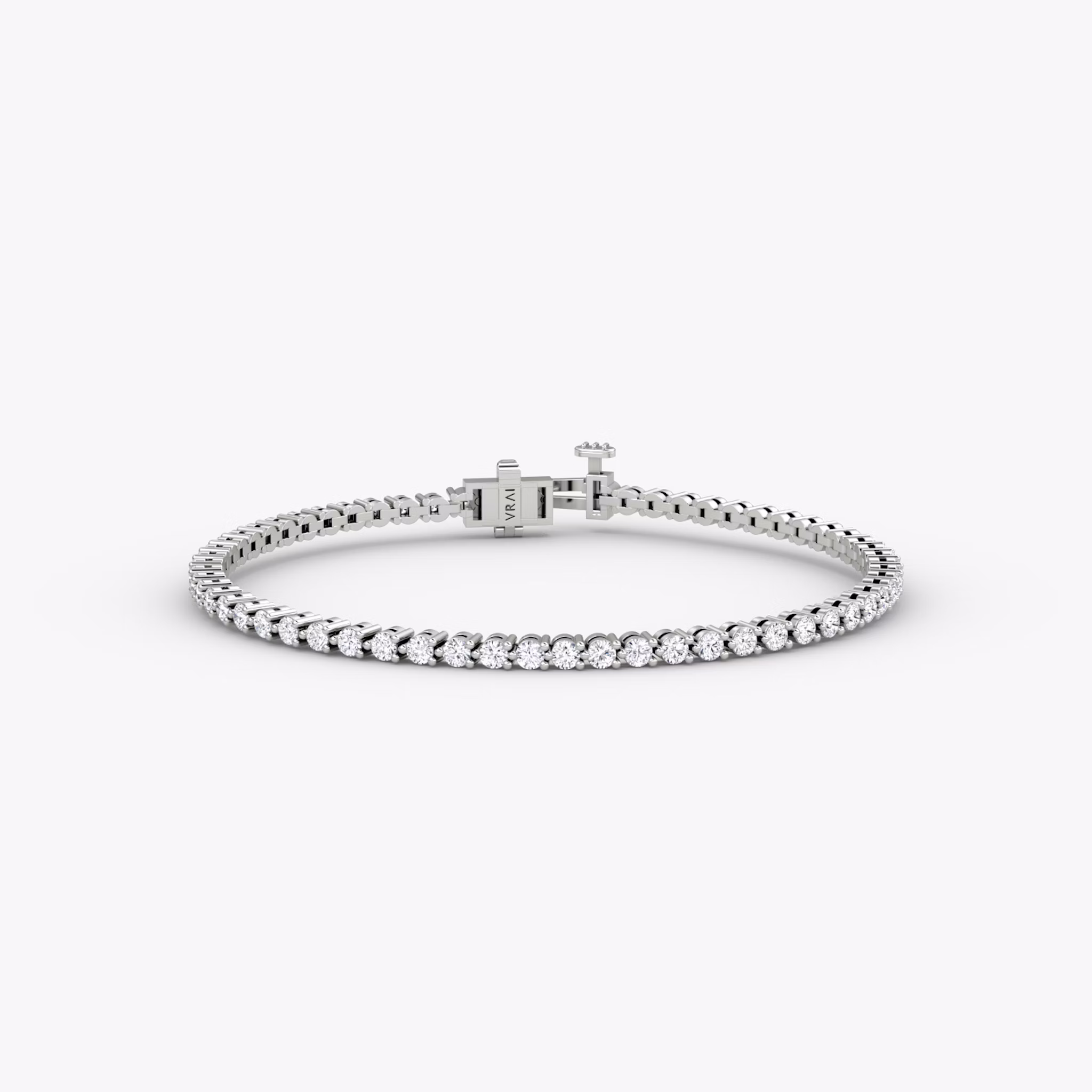 Tennis Bracelet | Round Brilliant | 14k | White Gold | diamondSize: petite | chainLength: 7.5