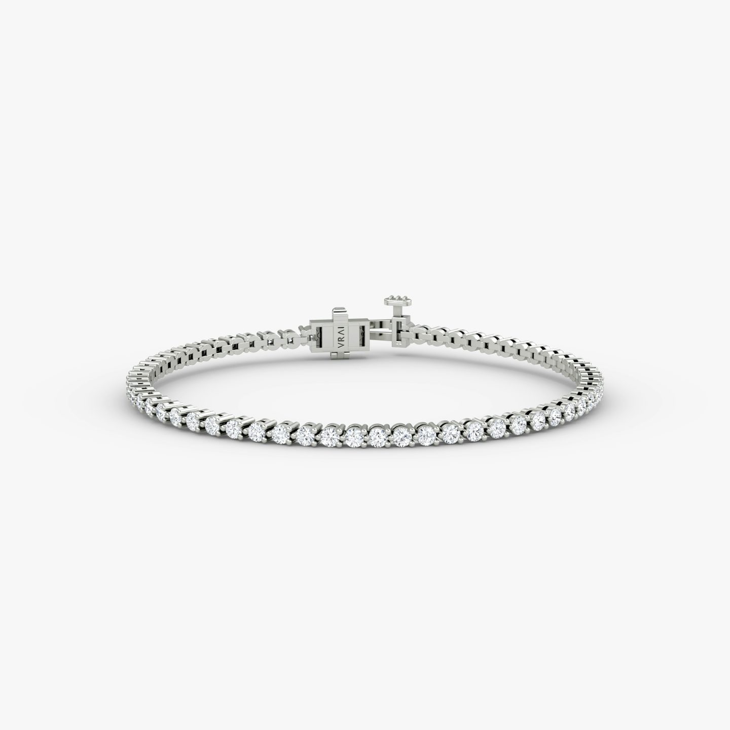Tennis Bracelet | Round Brilliant | 14k | White Gold | diamondSize: petite | chainLength: 5.5