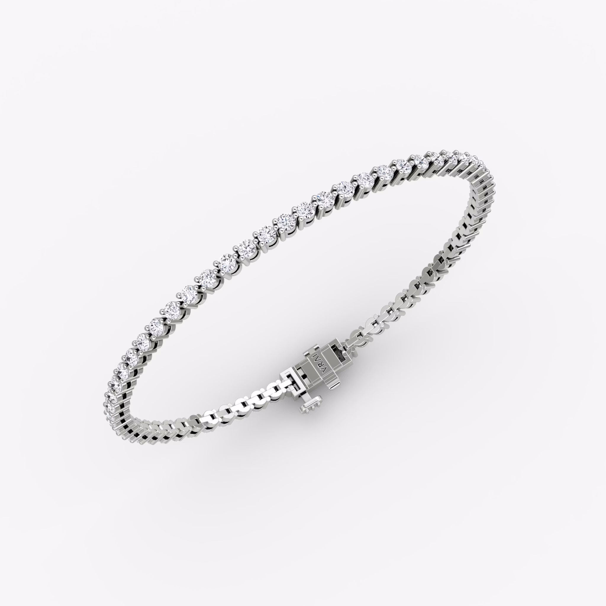 Tennis Bracelet | Round Brilliant | 14k | White Gold | diamondSize: petite | chainLength: 7.5