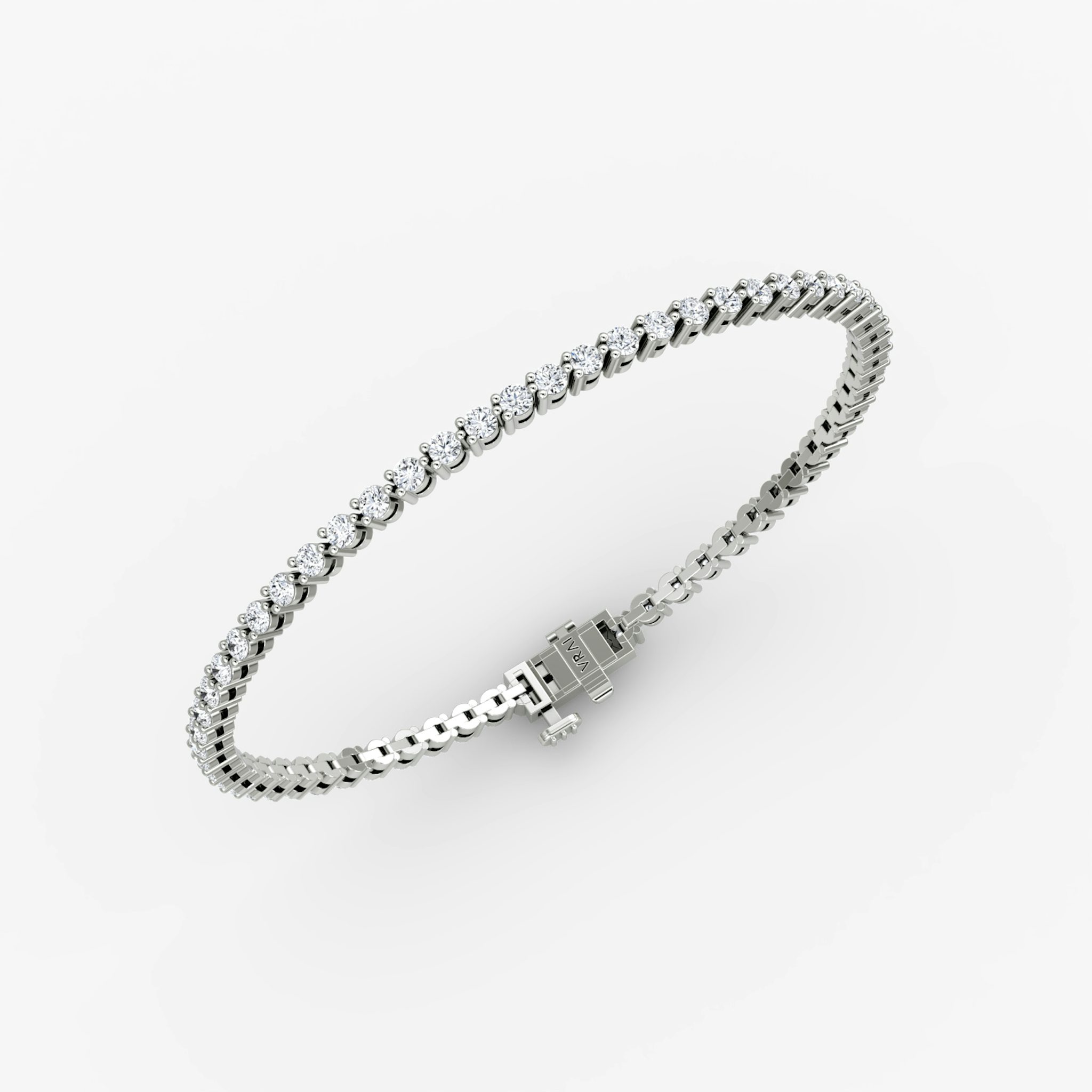 Tennis Bracelet | Round Brilliant | 14k | White Gold | diamondSize: petite | chainLength: 7.5