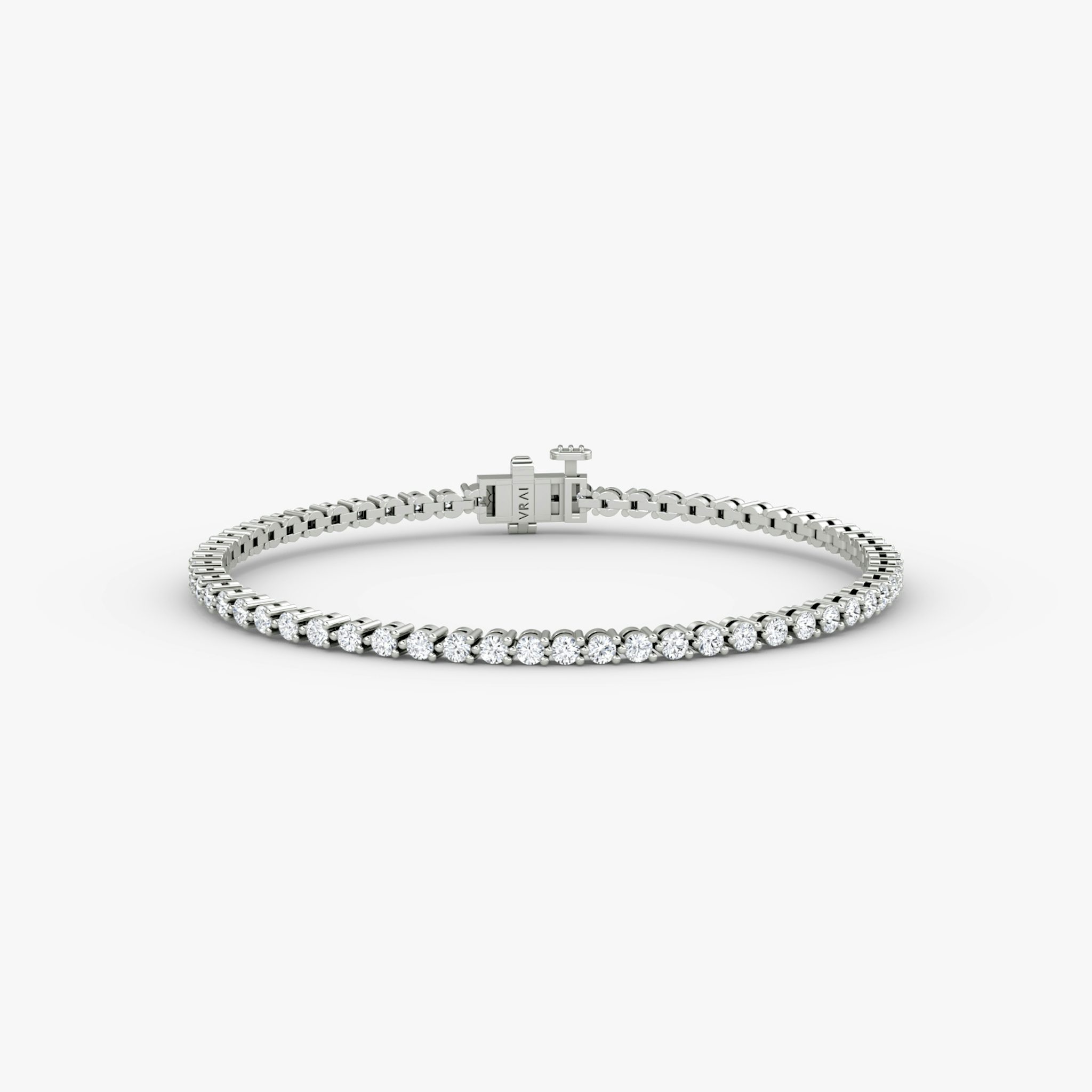 Tennis Bracelet | Round Brilliant | 14k | White Gold | diamondSize: petite | chainLength: 7.5