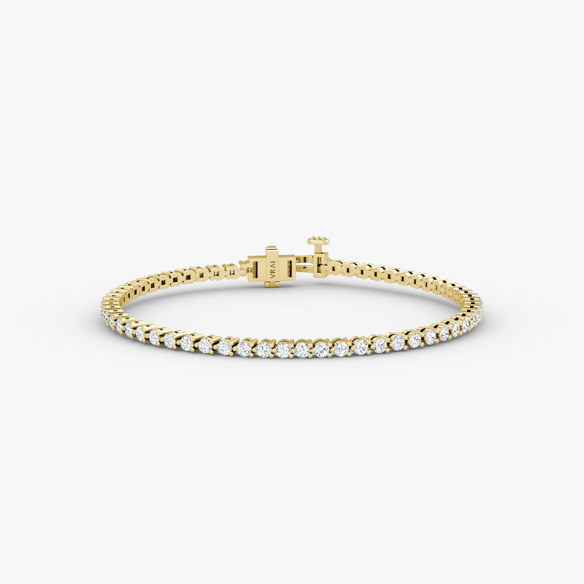 Tennis Bracelet | Round Brilliant | 14k | Yellow Gold | diamondSize: petite | chainLength: 8