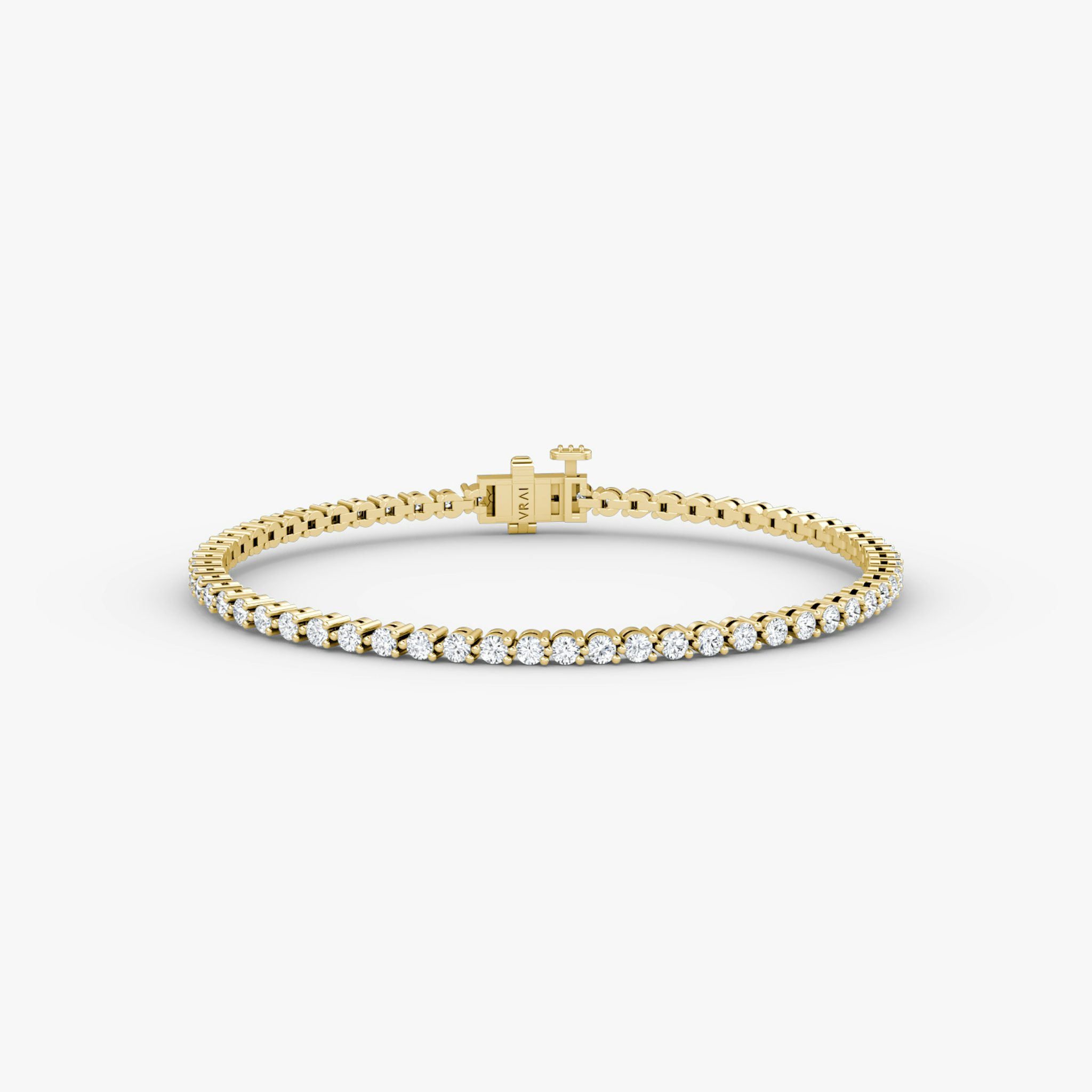 Tennis Bracelet | Round Brilliant | 14k | Yellow Gold | diamondSize: petite | chainLength: 8