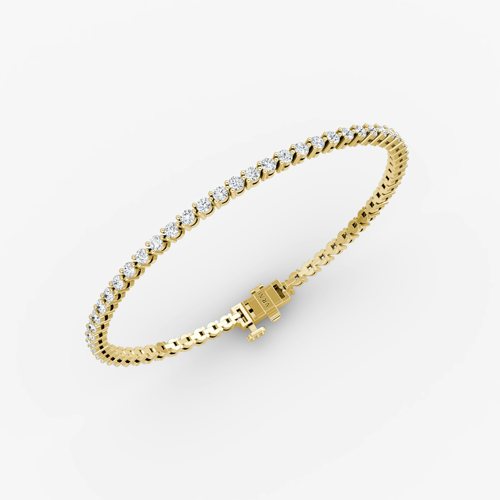 Tennis Bracelet | Round Brilliant | 14k | Yellow Gold | diamondSize: petite | chainLength: 8