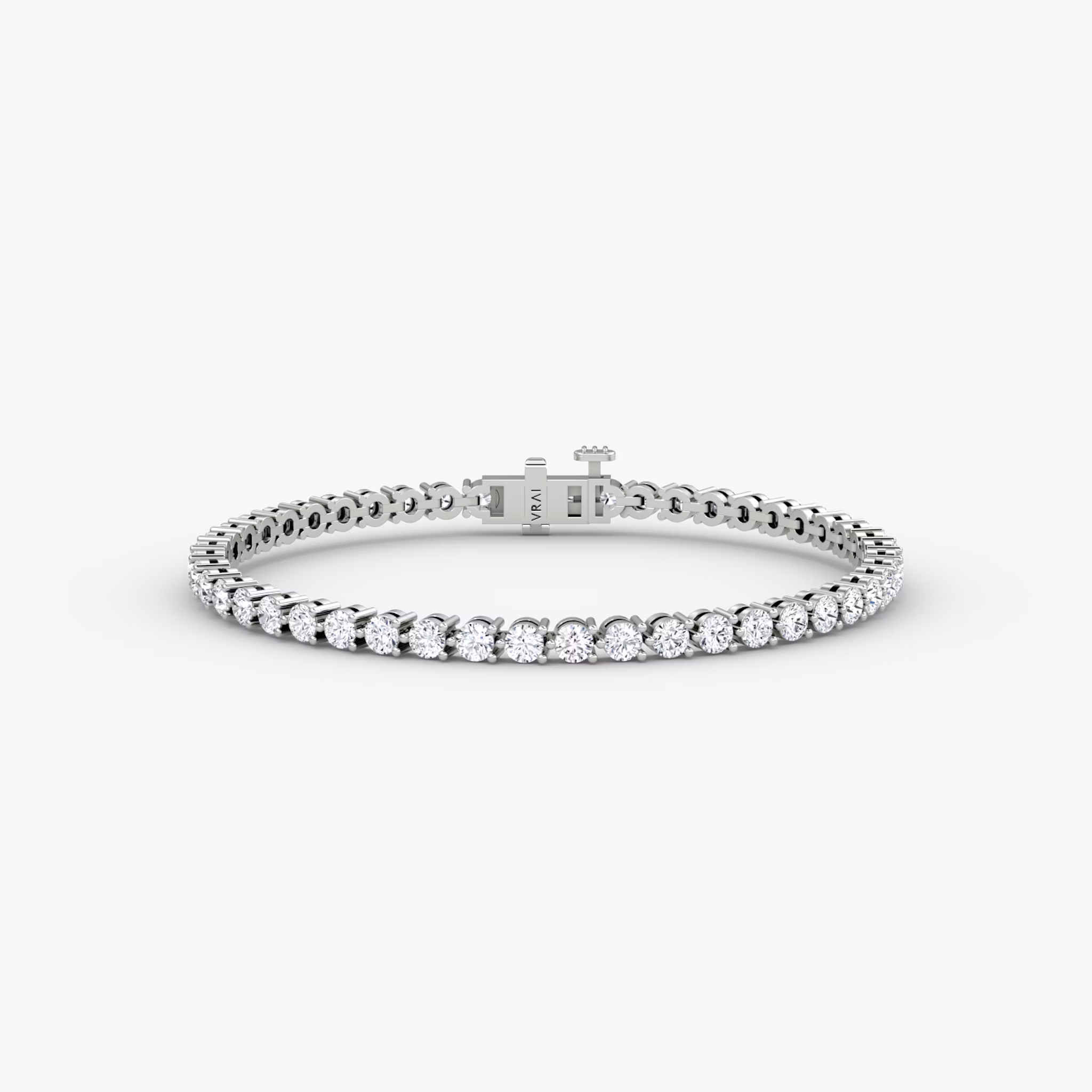 Tennis Bracelet | Round Brilliant | 14k | White Gold | diamondSize: medium | chainLength: 8