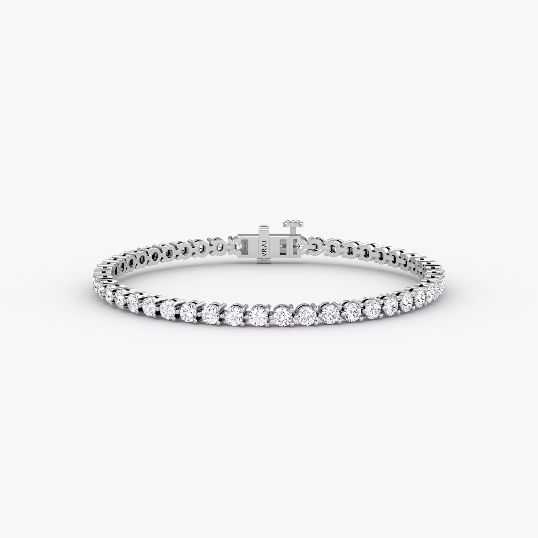 Tennis Bracelet | Round Brilliant | 14k | White Gold | diamondSize: medium | chainLength: 8