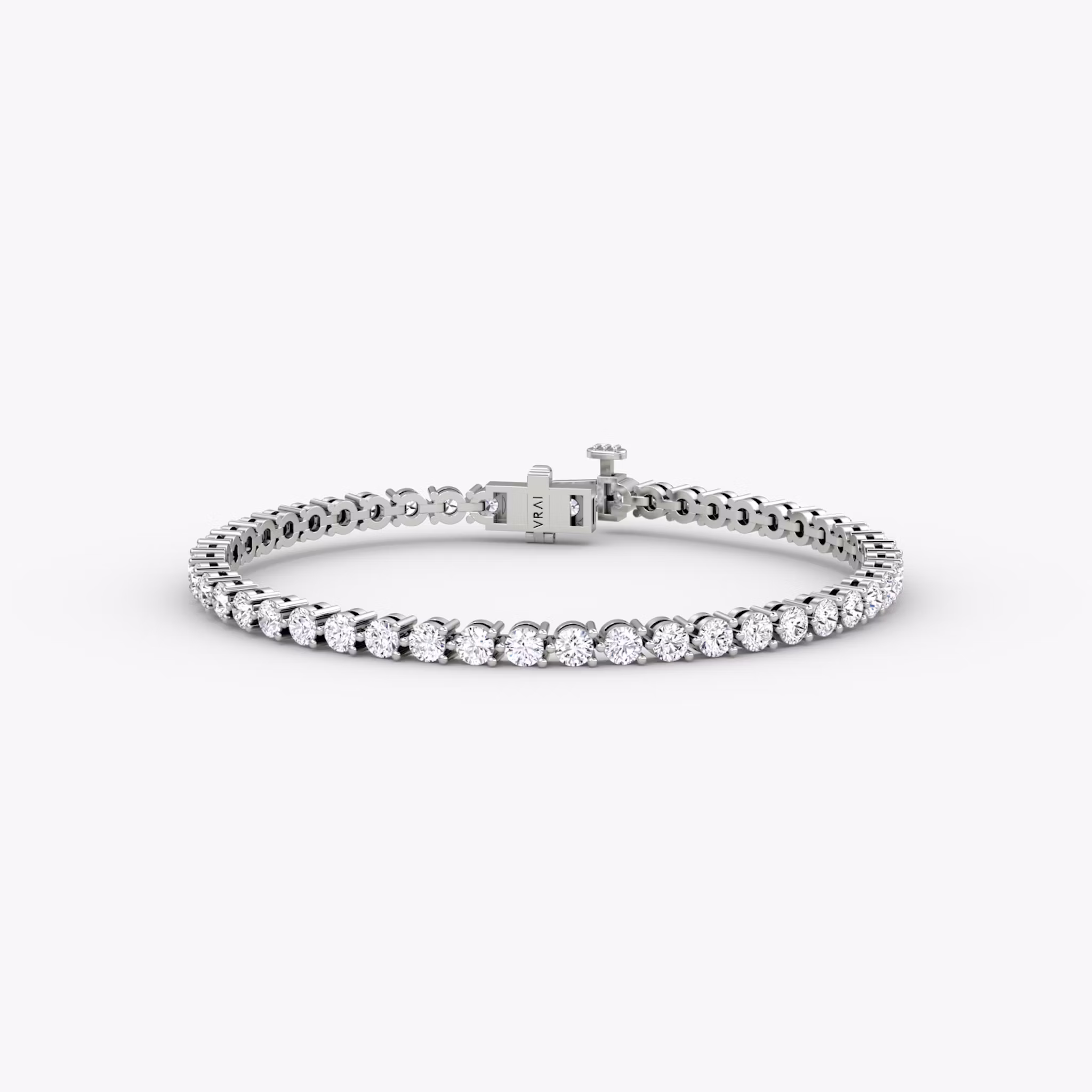 Tennis Bracelet | Round Brilliant | 14k | White Gold | diamondSize: medium | chainLength: 8