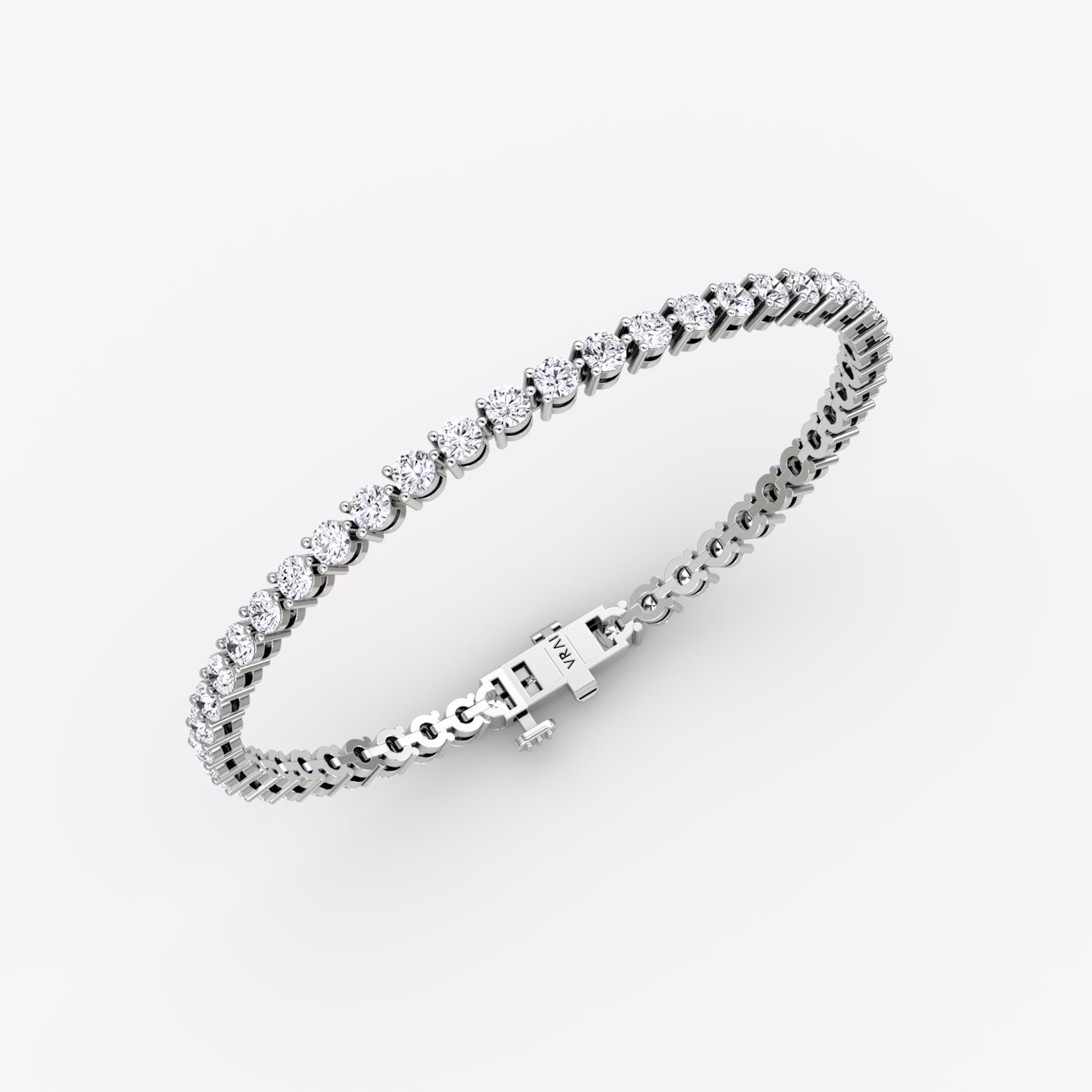 Tennis Bracelet | Round Brilliant | 14k | White Gold | diamondSize: medium | chainLength: 8