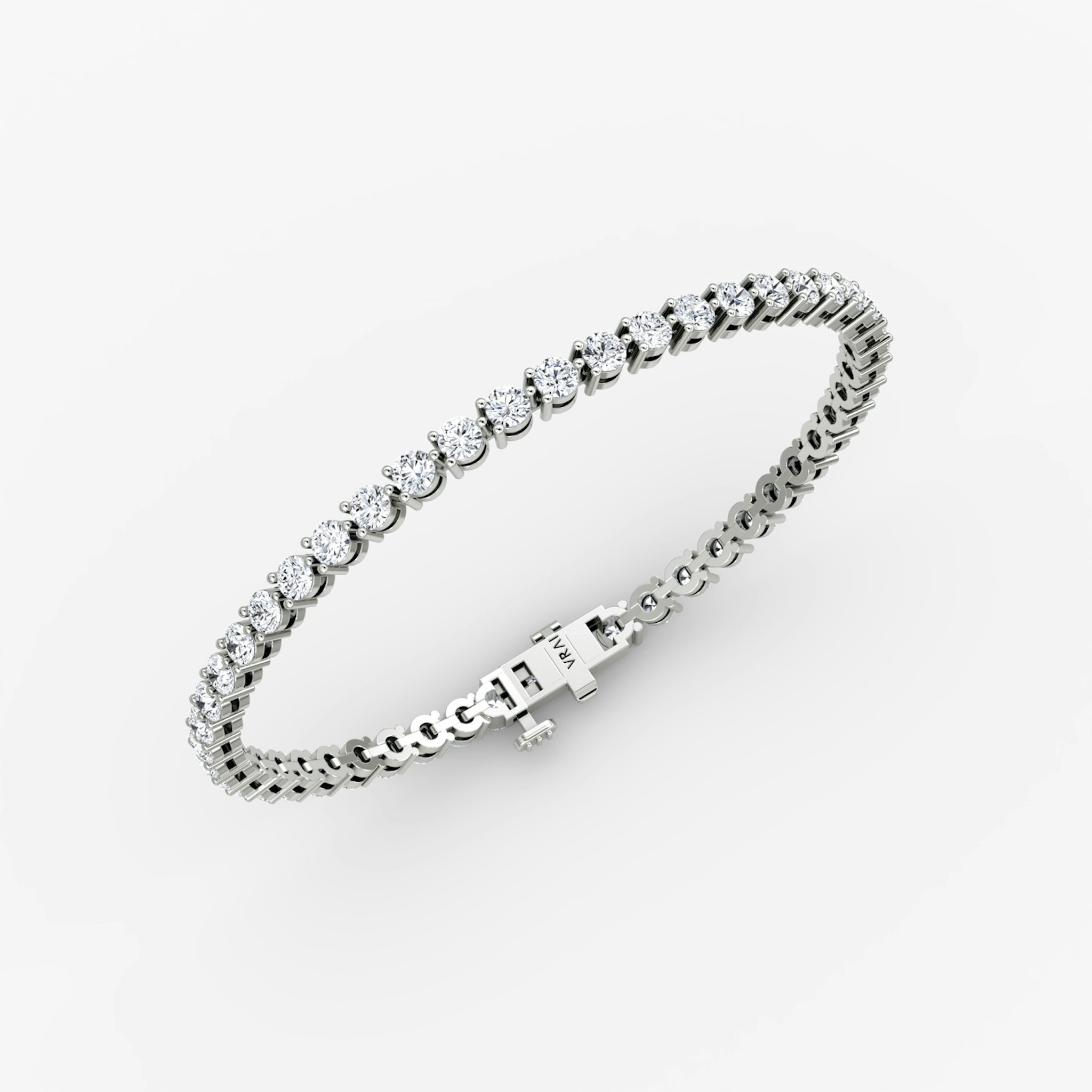 Tennis Bracelet | Round Brilliant | 14k | White Gold | diamondSize: medium | chainLength: 8