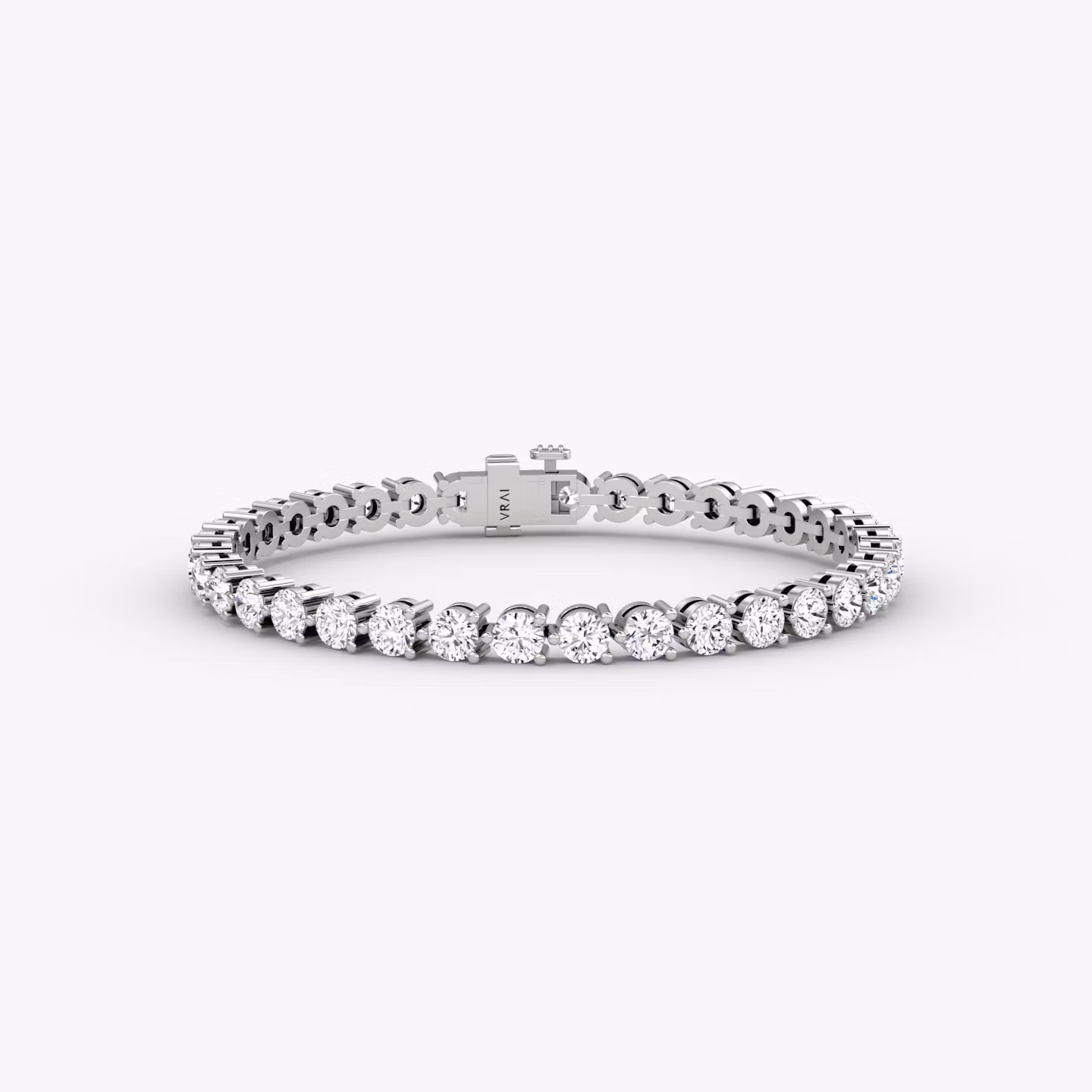 Tennis Bracelet | Round Brilliant | 14k | White Gold | diamondSize: large | chainLength: 6
