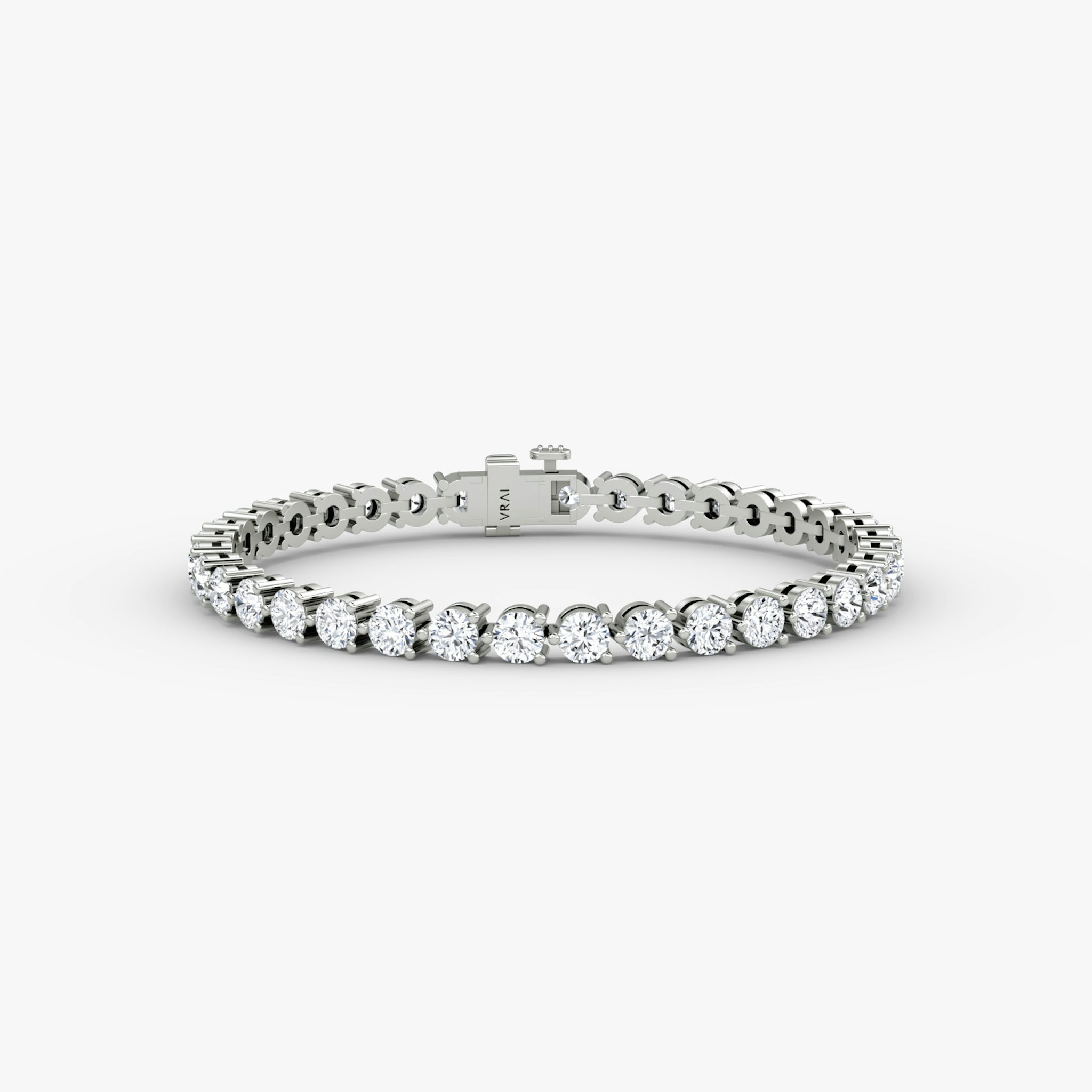 Tennis Bracelet | Round Brilliant | 14k | White Gold | diamondSize: large | chainLength: 8