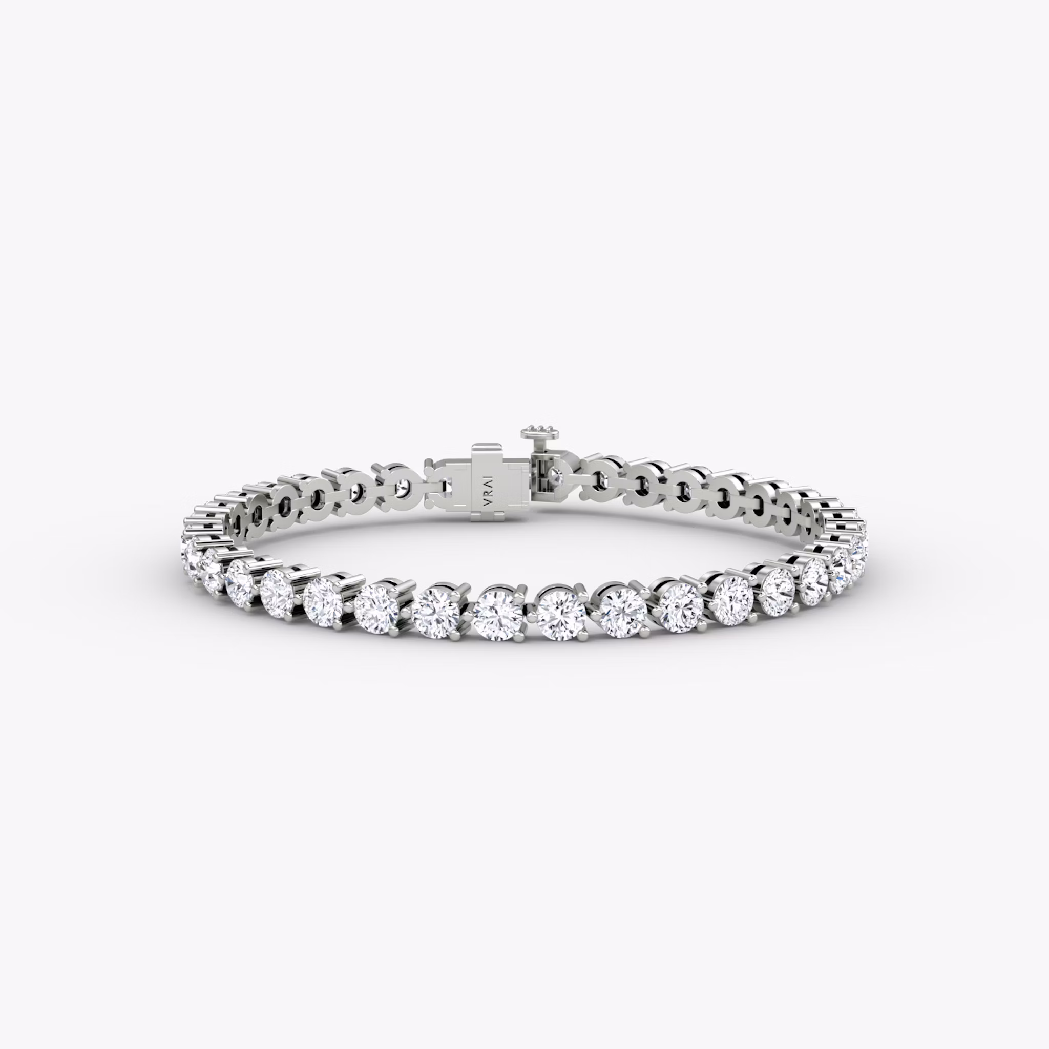 Tennis Bracelet | Round Brilliant | 14k | White Gold | diamondSize: large | chainLength: 8
