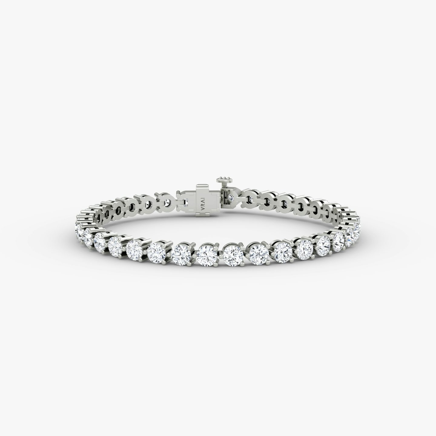 Tennis Bracelet | Round Brilliant | 14k | White Gold | diamondSize: large | chainLength: 6