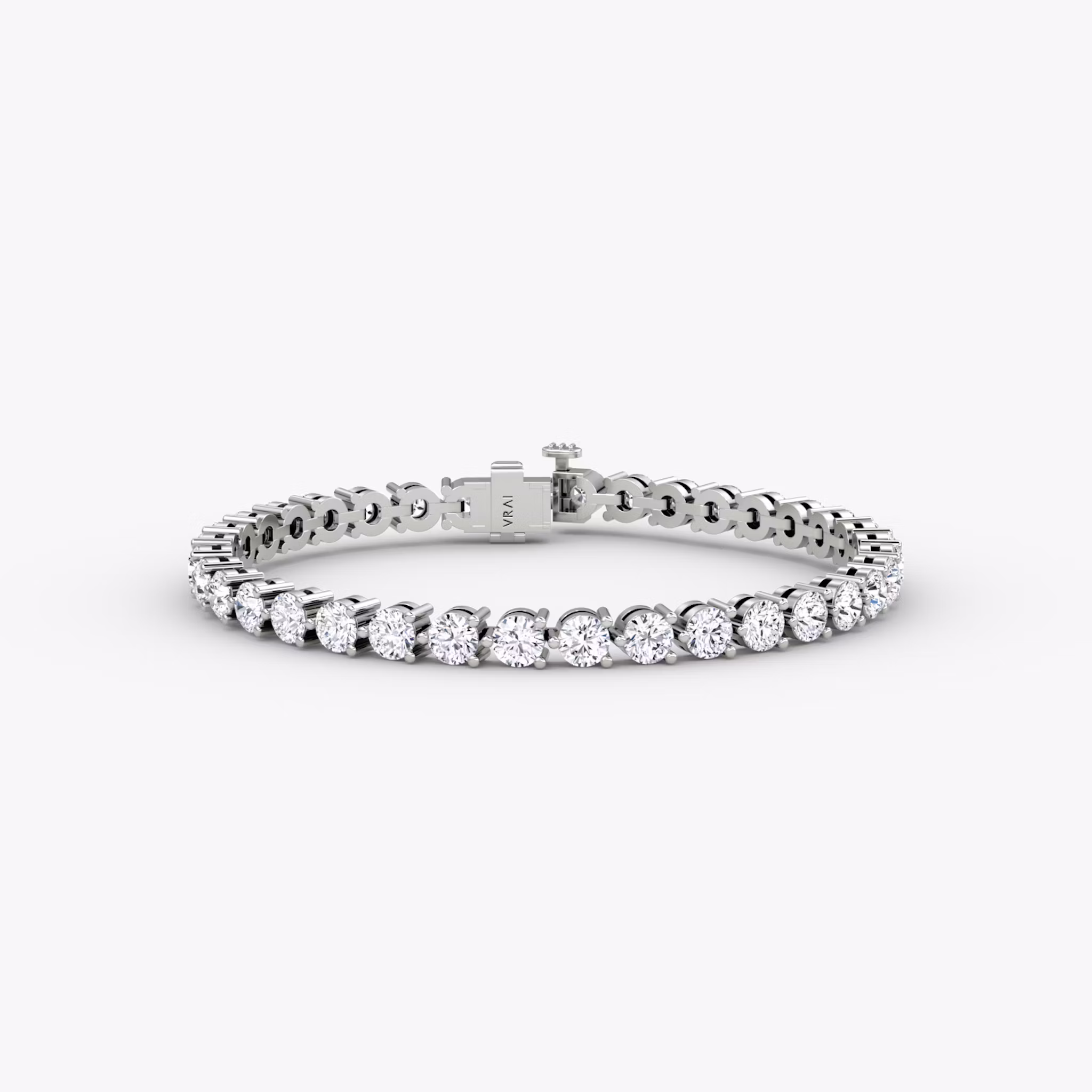 Tennis Bracelet | Round Brilliant | 14k | White Gold | diamondSize: large | chainLength: 8