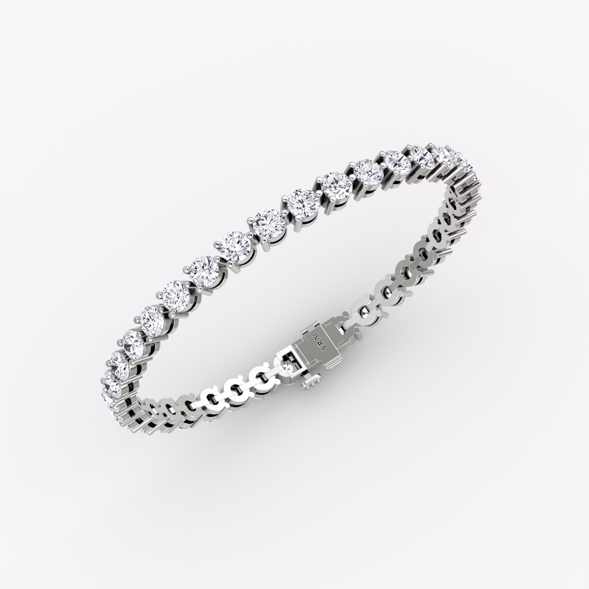 Tennis Bracelet | Round Brilliant | 14k | White Gold | diamondSize: large | chainLength: 8