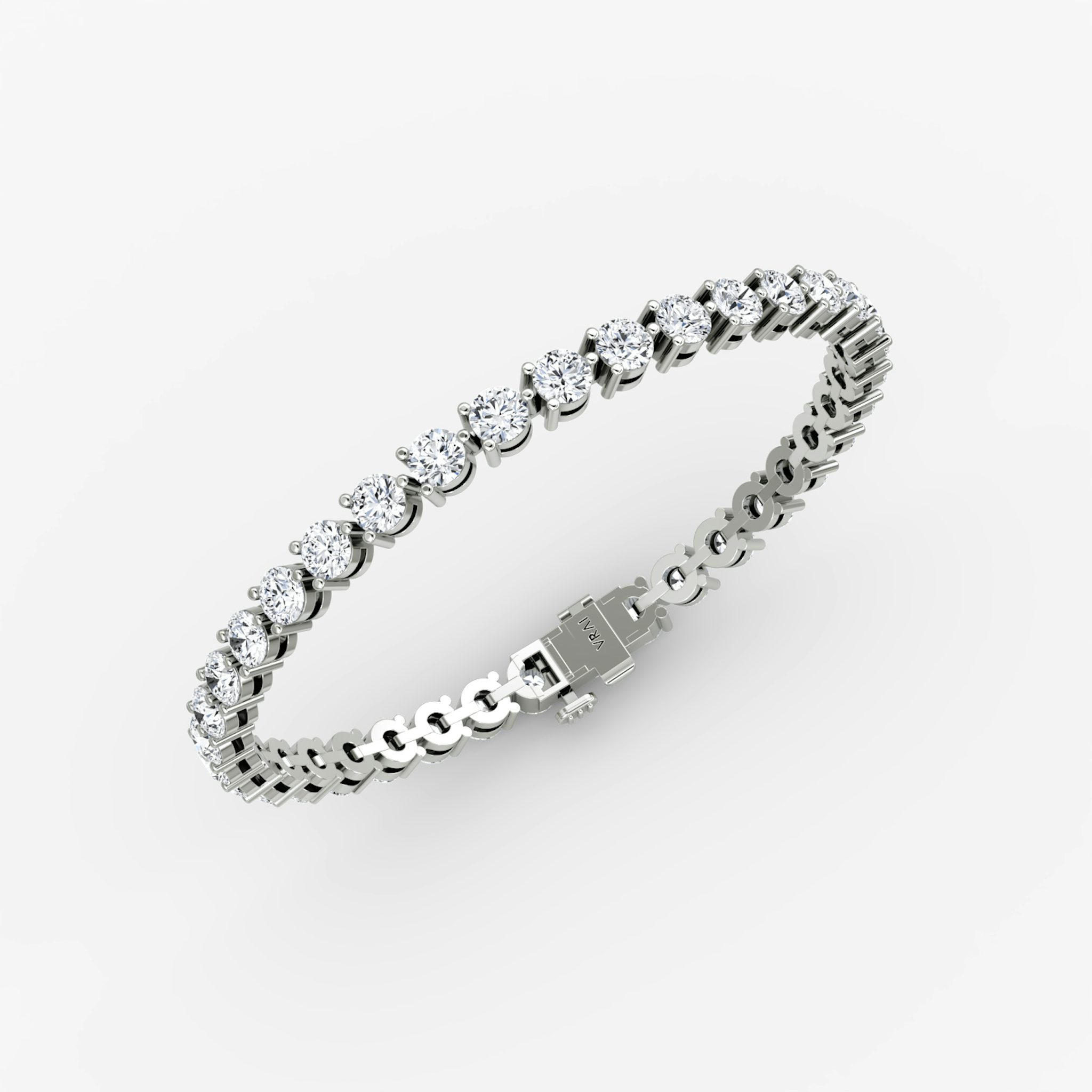 Tennis Bracelet | Round Brilliant | 14k | White Gold | diamondSize: large | chainLength: 8