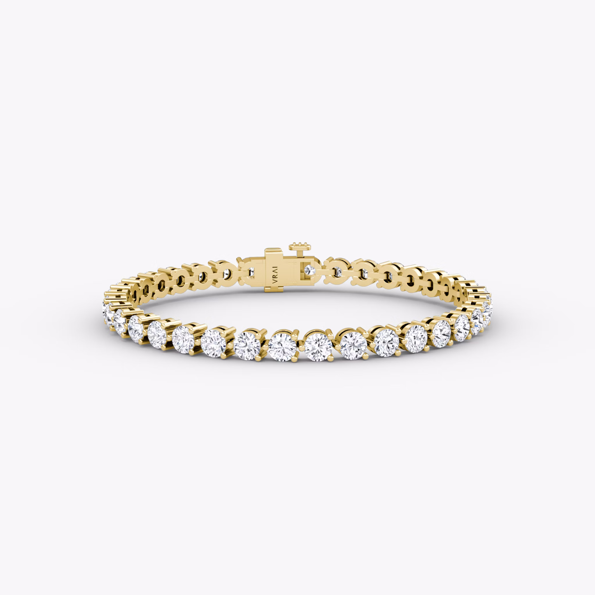 Tennis Bracelet | Round Brilliant | 14k | Yellow Gold | diamondSize: large | chainLength: 8