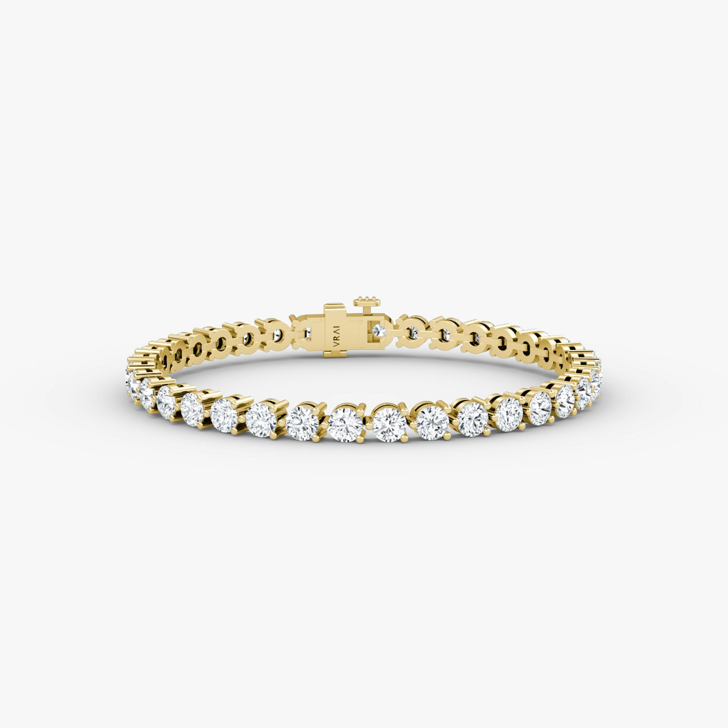 Tennis Armband | Rund | 14k | Gelbgold | diamondSize: large | chainLength: 7.5