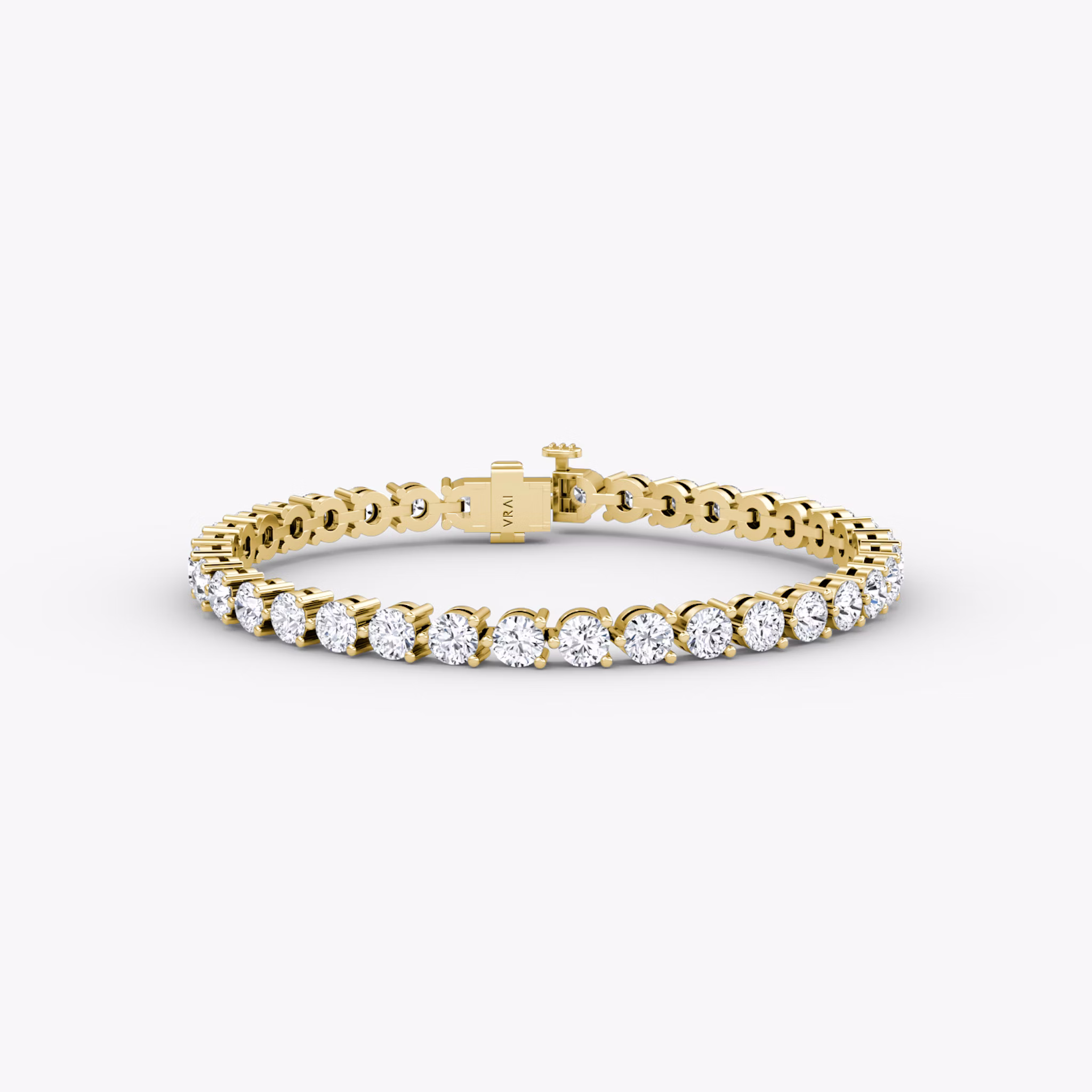 Tennis Bracelet | Round Brilliant | 14k | Yellow Gold | diamondSize: large | chainLength: 8