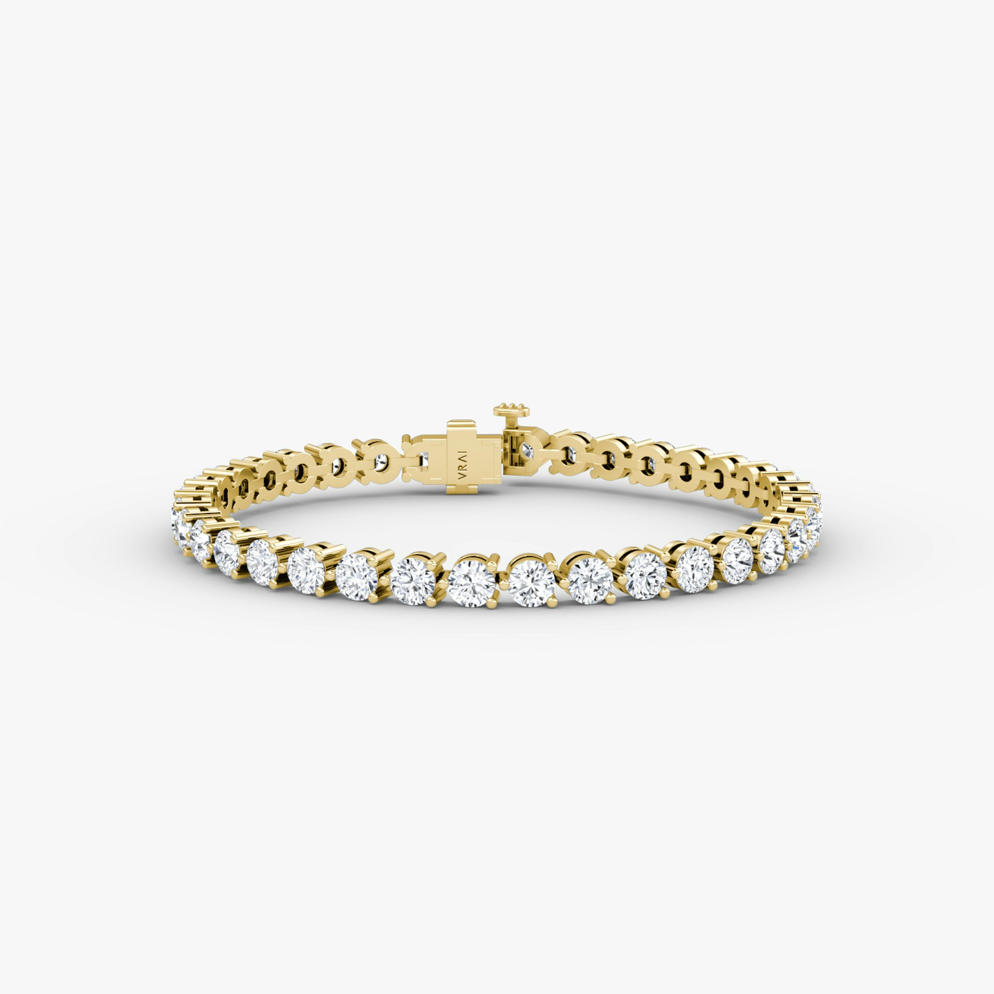 Tennis Bracelet | Round Brilliant | 14k | Yellow Gold | diamondSize: large | chainLength: 8