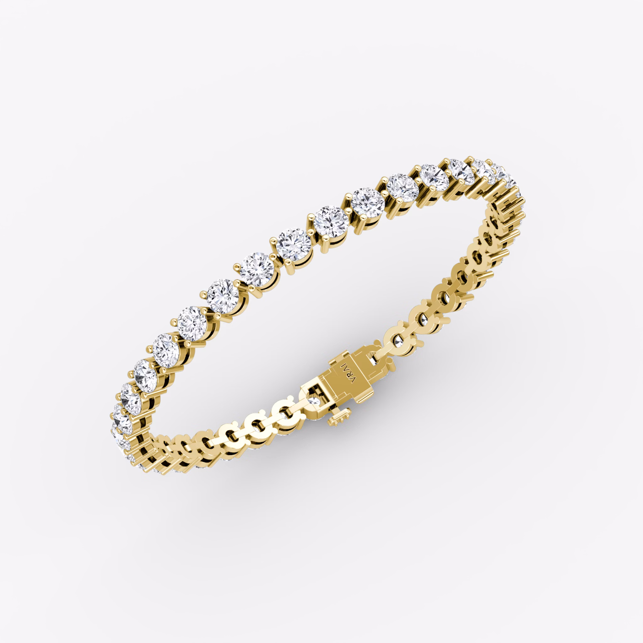 Tennis Bracelet | Round Brilliant | 14k | Yellow Gold | diamondSize: large | chainLength: 8