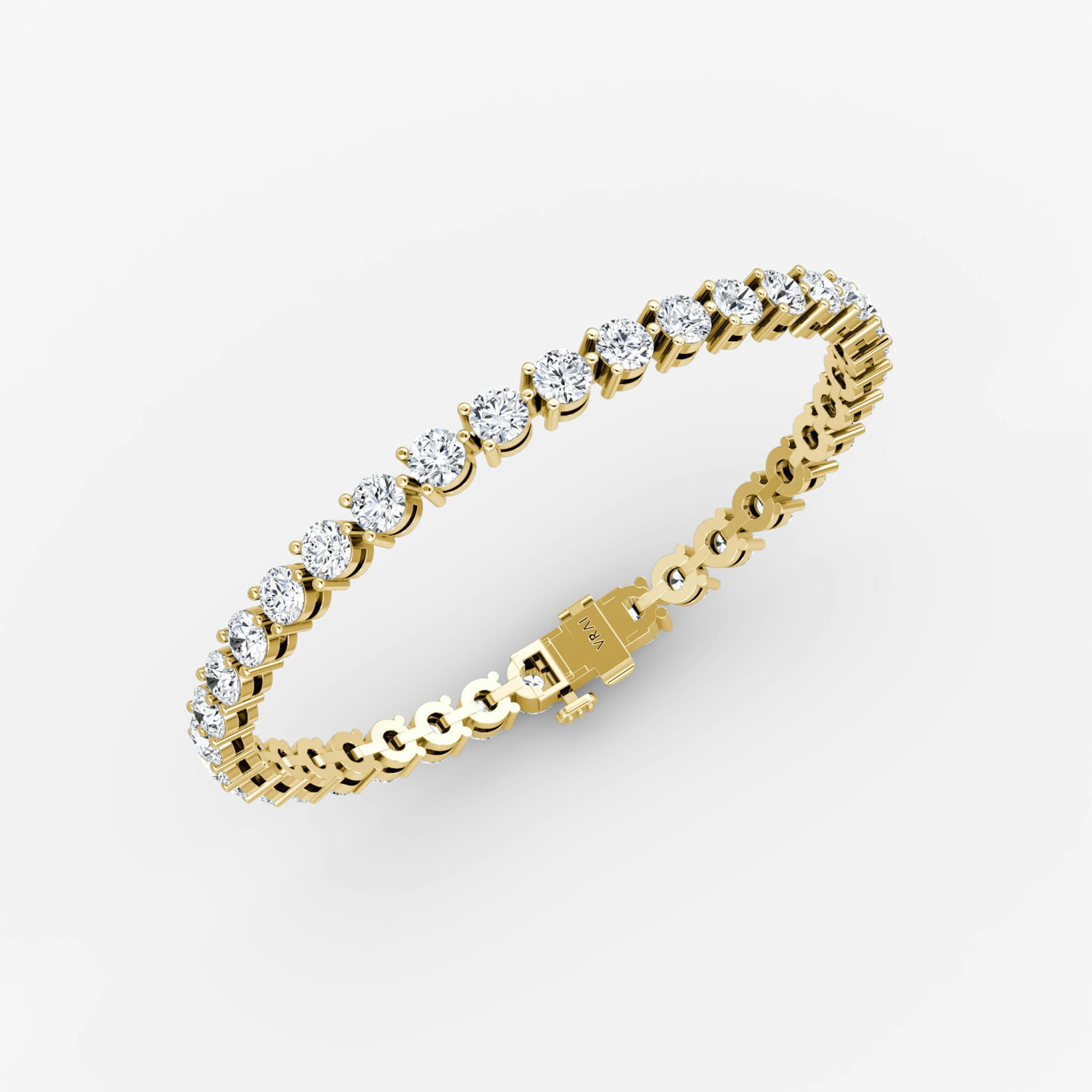 Tennis Bracelet | Round Brilliant | 14k | Yellow Gold | diamondSize: large | chainLength: 8