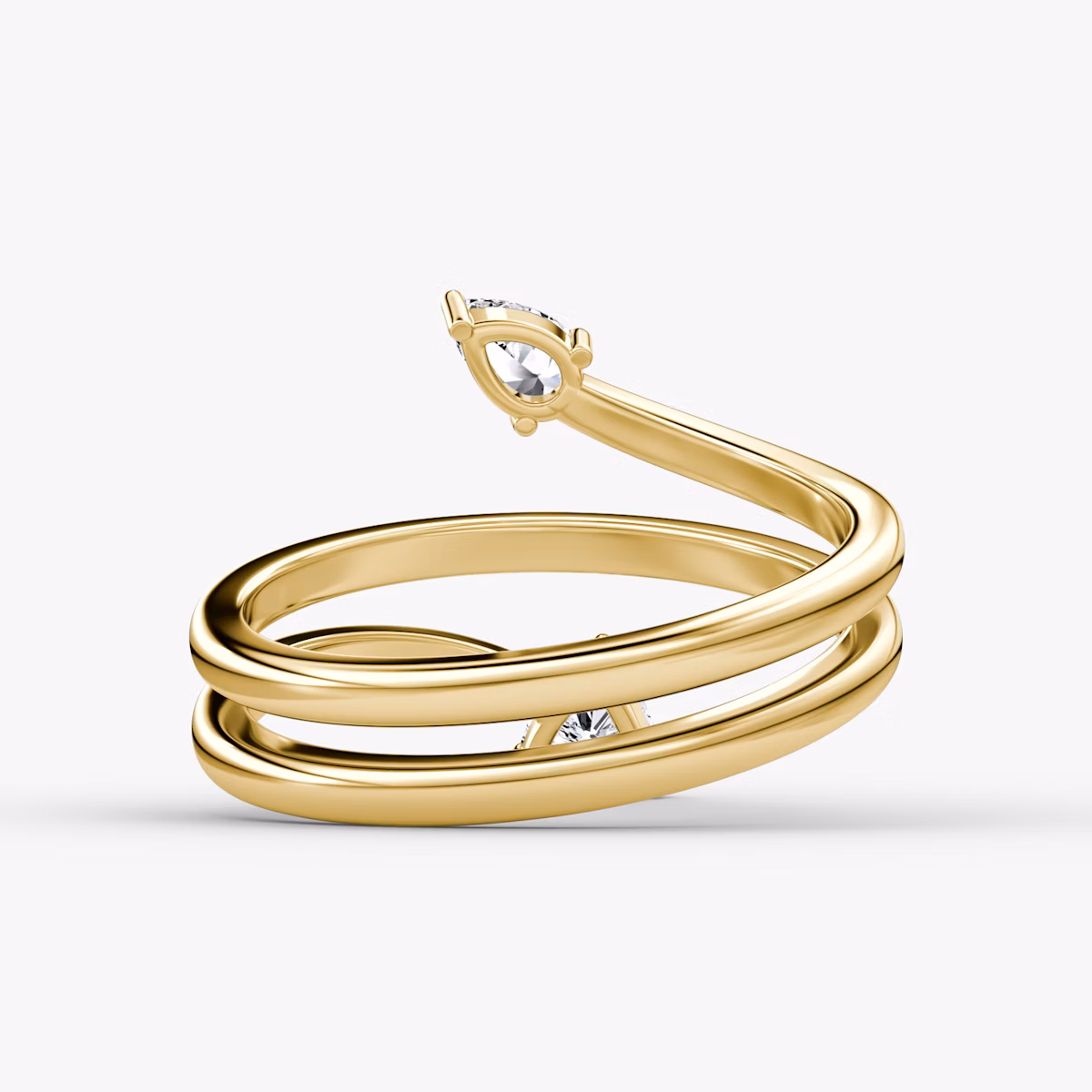Bypass Wrap Ring | Trillion + Pear | 14k | Yellow Gold