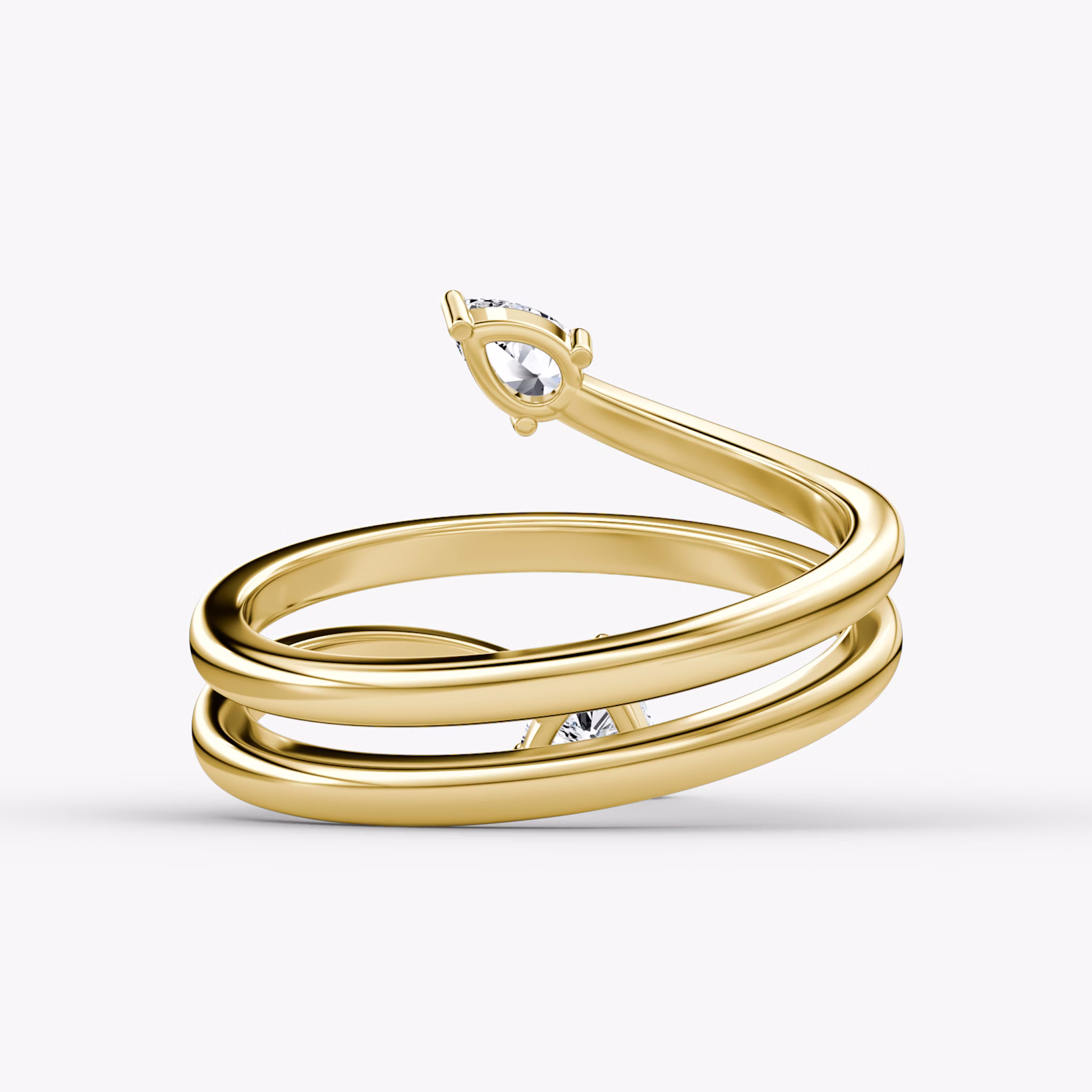 Bypass Wrap Ring | Trillant + Tropfen | 14k | Gelbgold