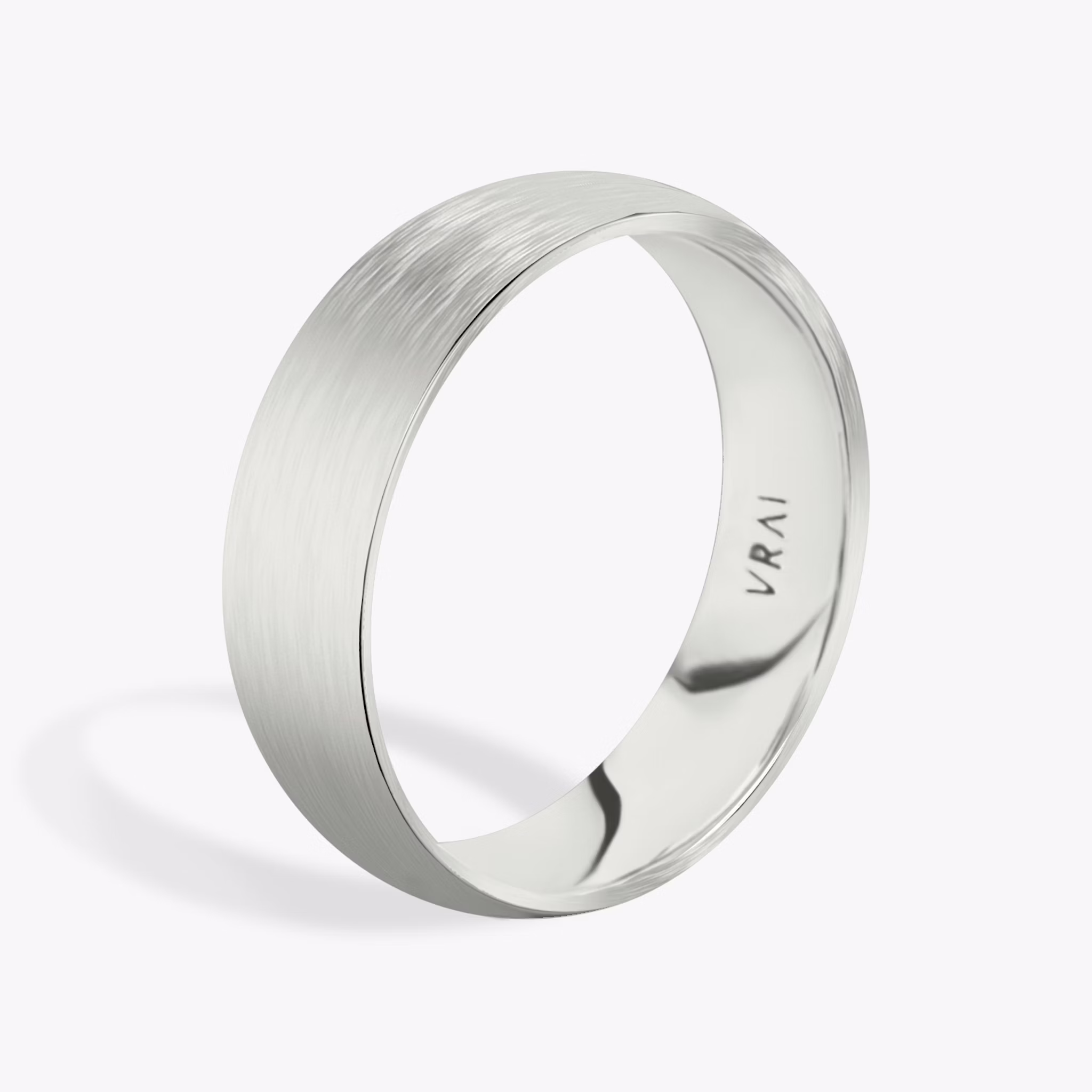 Brushed Round Band | 18k | White Gold | bandWidth: 6mm