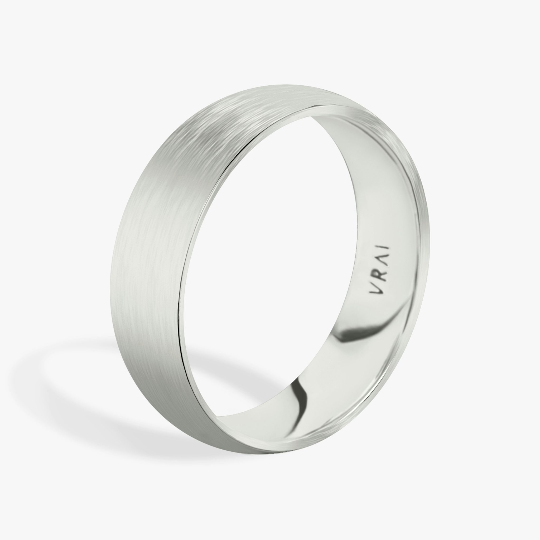 Brushed Round Band | 18k | White Gold | bandWidth: 6mm