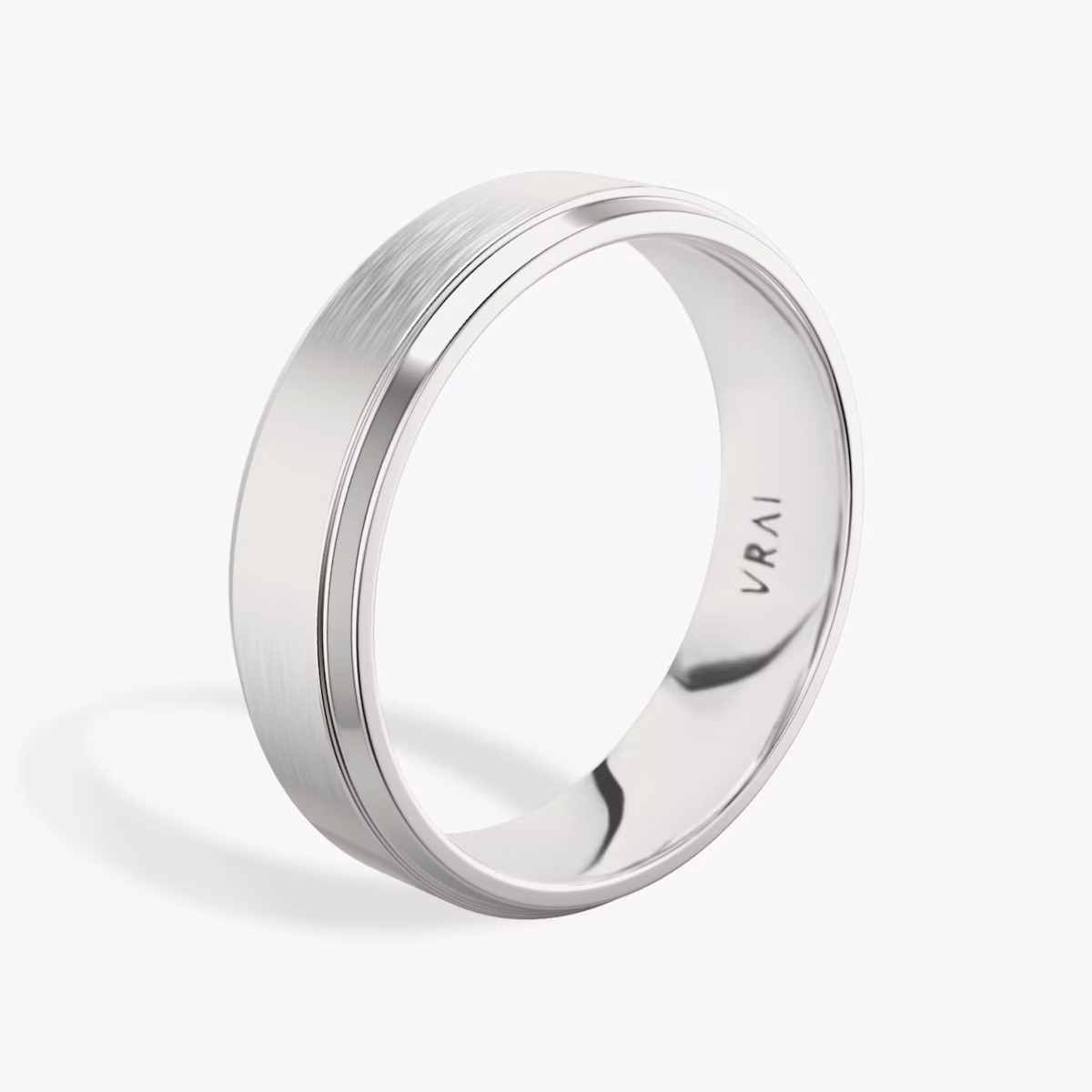 The Brushed Bevel Band | 18k | White Gold | bandWidth: 6mm