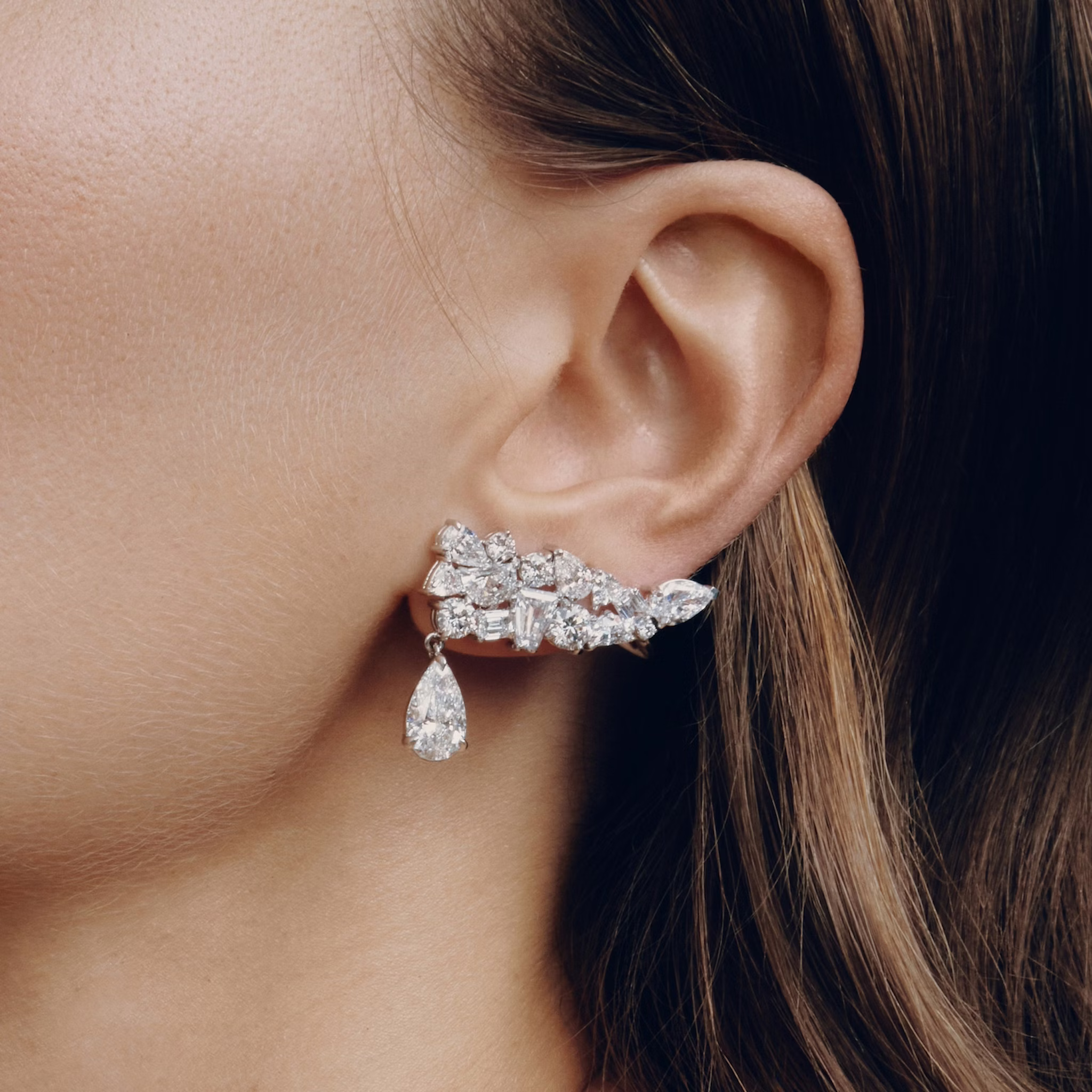 Mixed Shape Pear Drop Climbers | Pear | 14k | White Gold