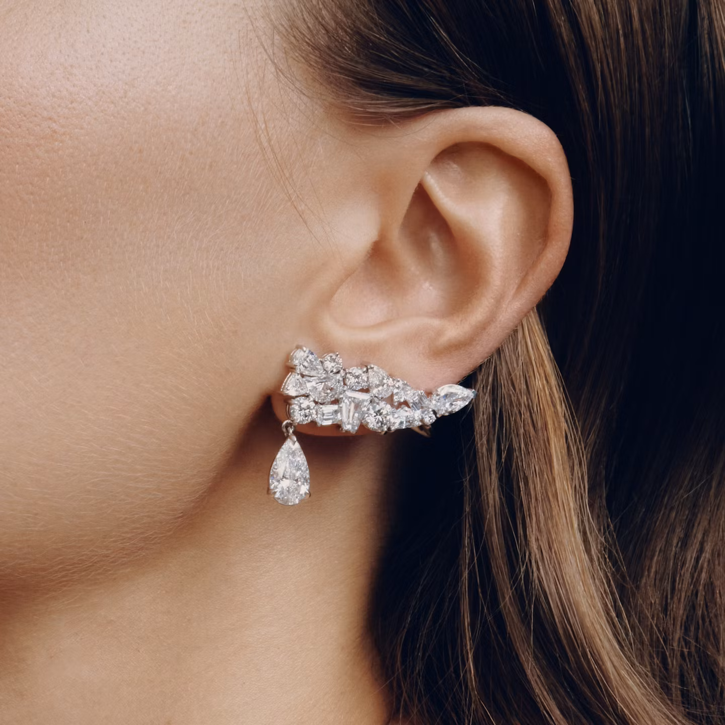 Mixed Shape Pear Drop Climbers | Poire | 14k | Or blanc