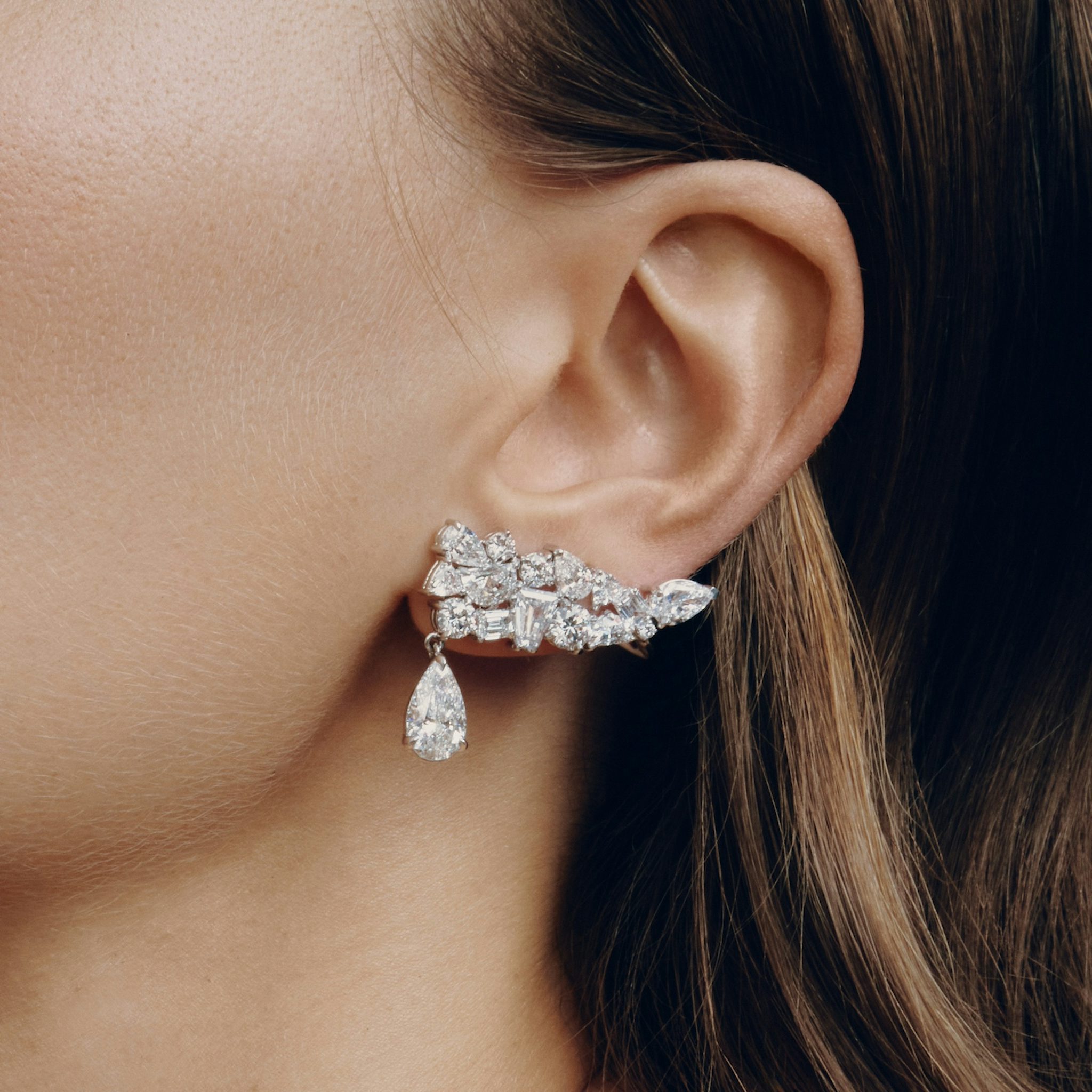 Mixed Shape Pear Drop Climbers | Pear | 14k | White Gold