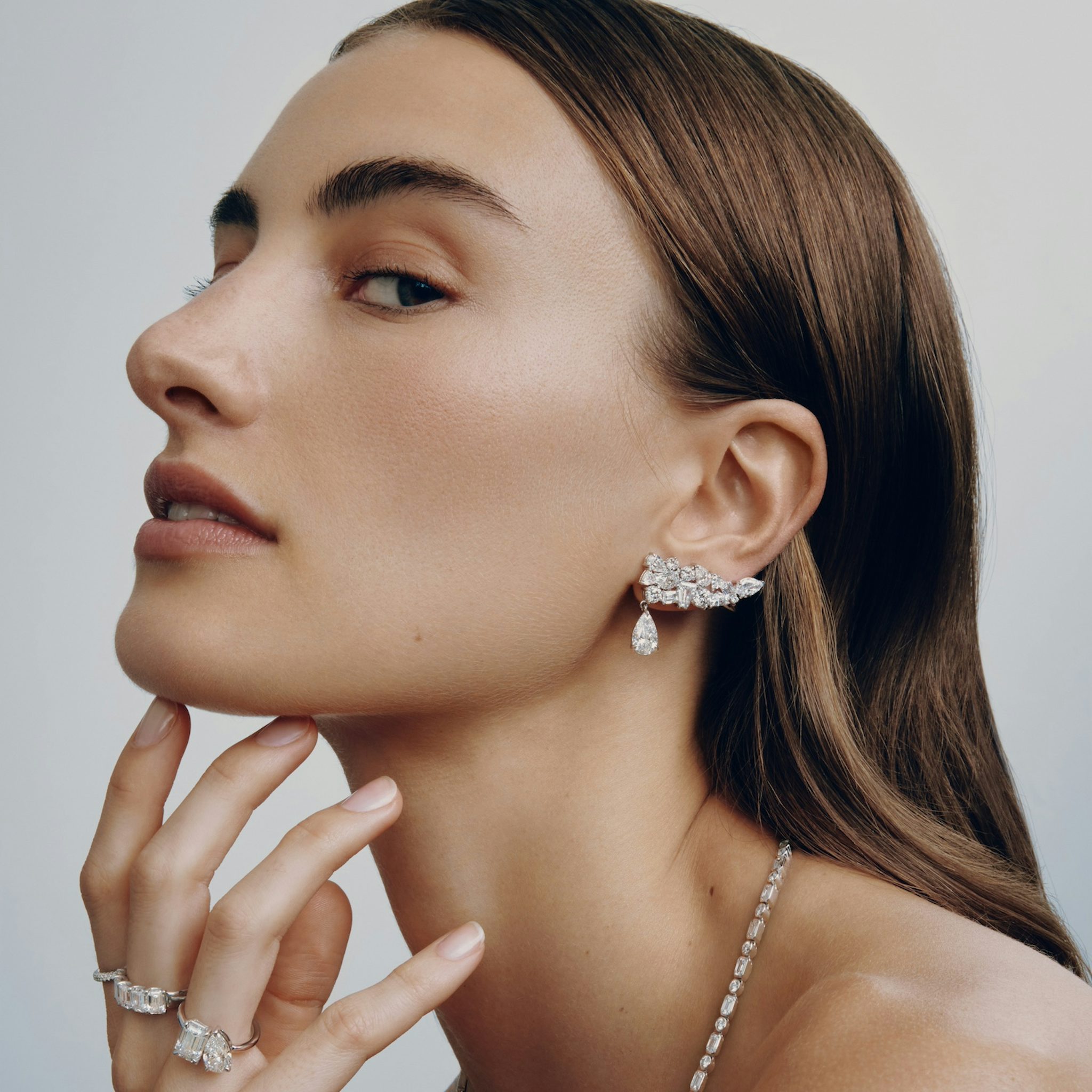 Mixed Shape Pear Drop Climbers | Pear | 14k | White Gold