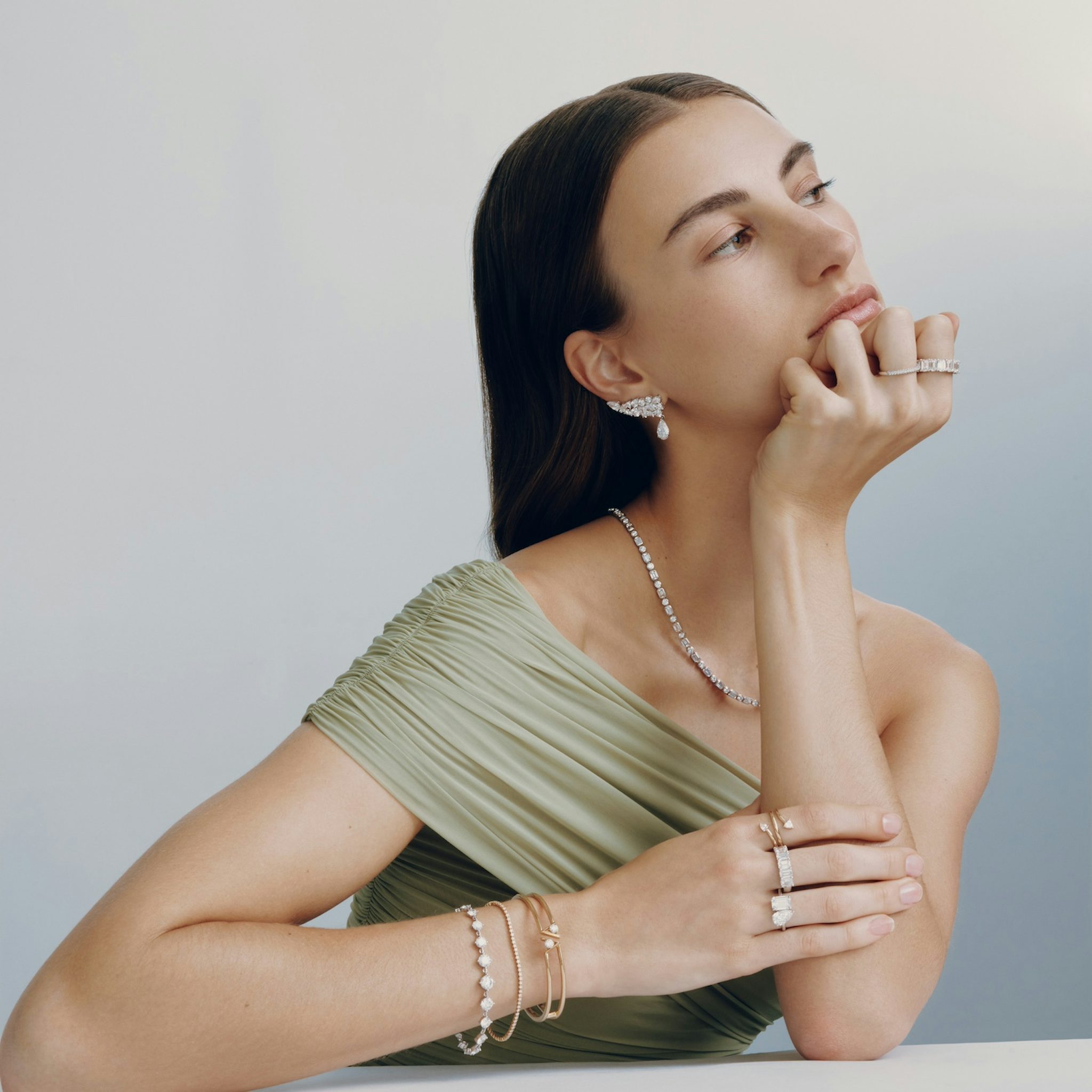 Mixed Shape Pear Drop Climbers | Pear | 14k | White Gold