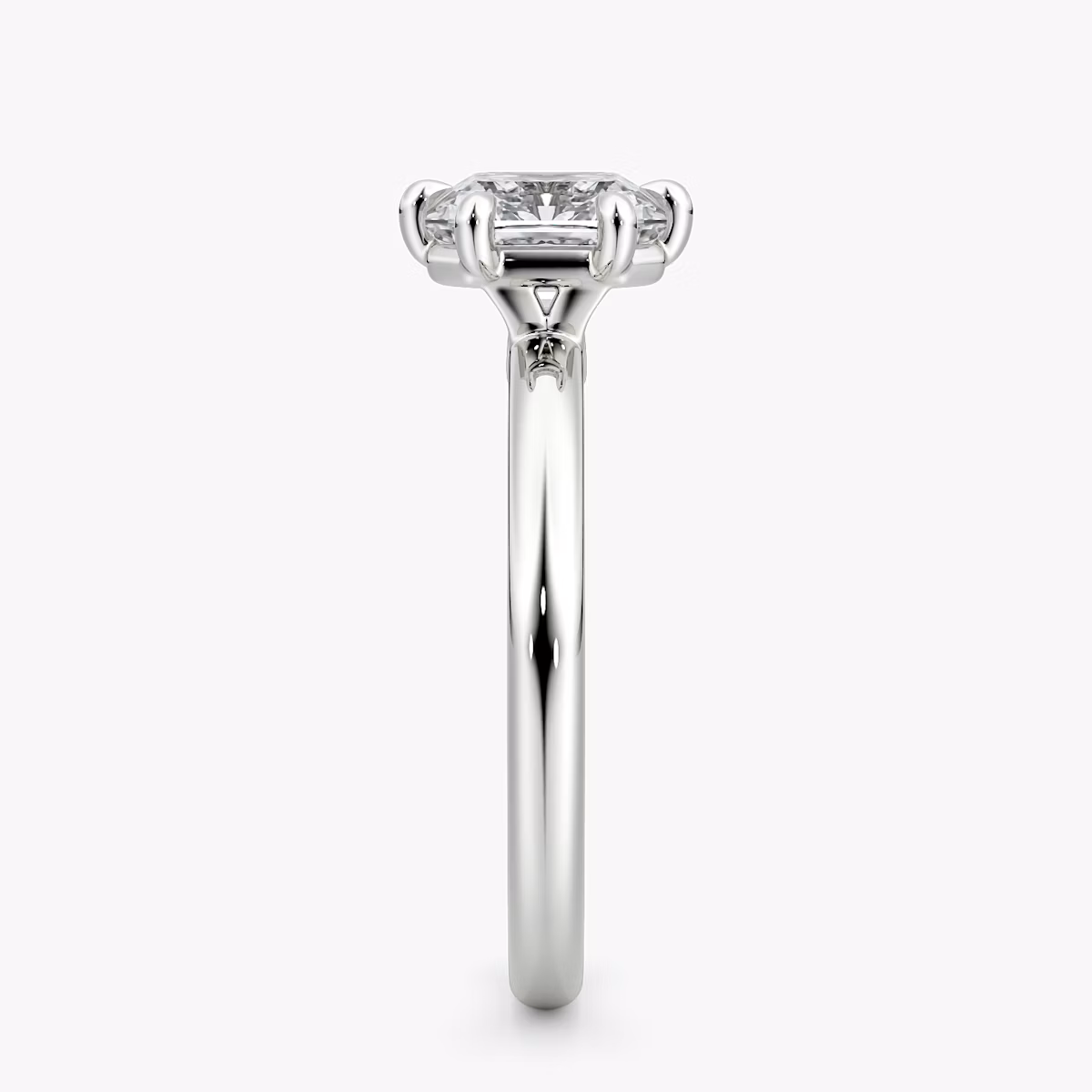 The Signature 6 Prong | Asscher | 18k | White Gold | bandAccent: Plain | bandWidth: large | hiddenHalo: no | diamondOrientation: vertical | caratWeight: other