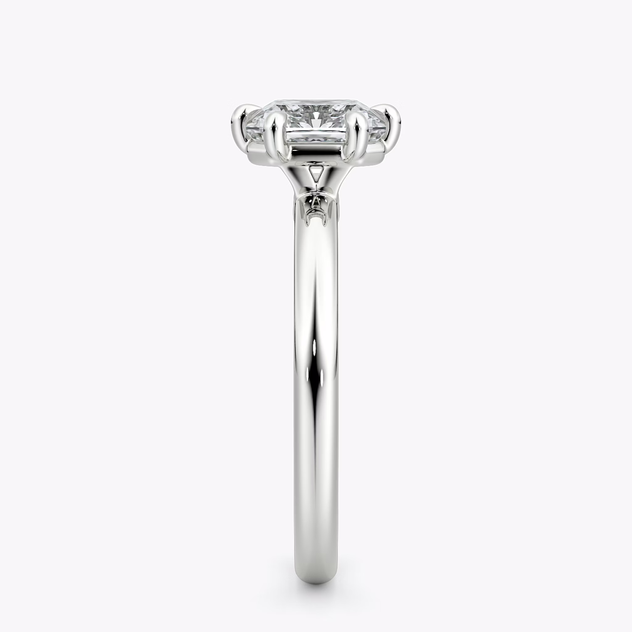 The Signature 6 Prong | Asscher | 18k | White Gold | bandAccent: Plain | bandWidth: large | hiddenHalo: no | diamondOrientation: vertical | caratWeight: other