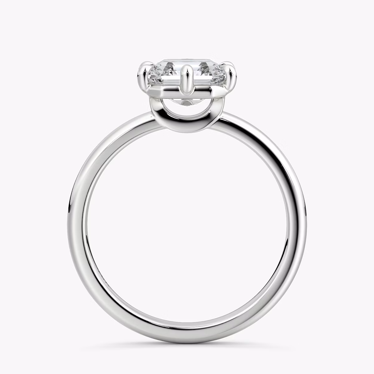 The Signature 6 Prong | Asscher | 18k | White Gold | bandAccent: Plain | bandWidth: large | hiddenHalo: no | diamondOrientation: vertical | caratWeight: other