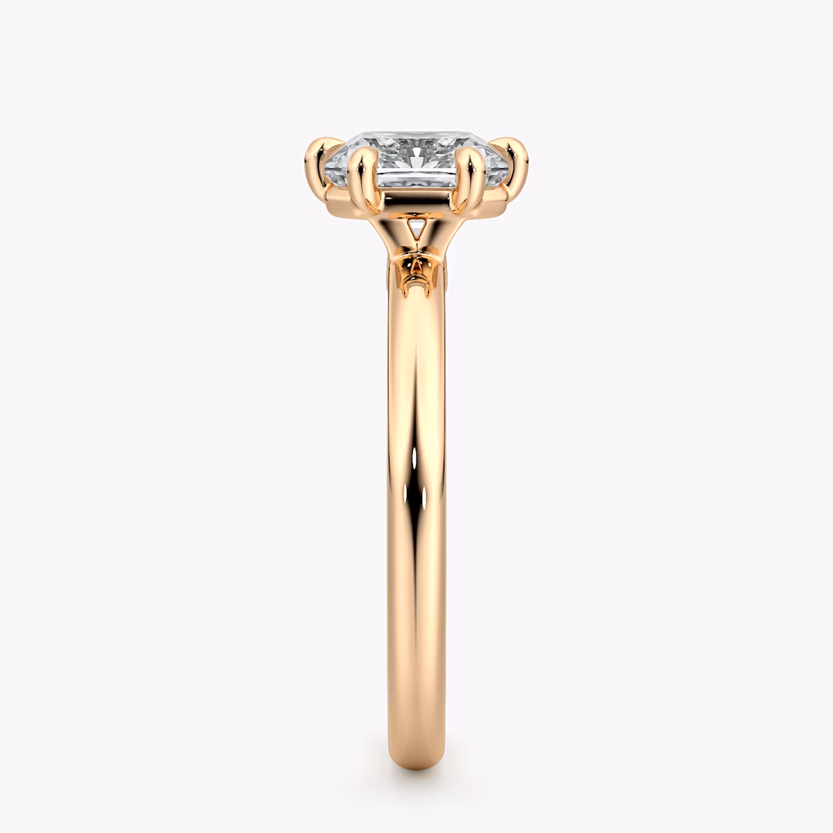 The Signature 6 Prong | Asscher | 14k | Rose Gold | bandAccent: Plain | bandWidth: large | hiddenHalo: no | diamondOrientation: vertical | caratWeight: other