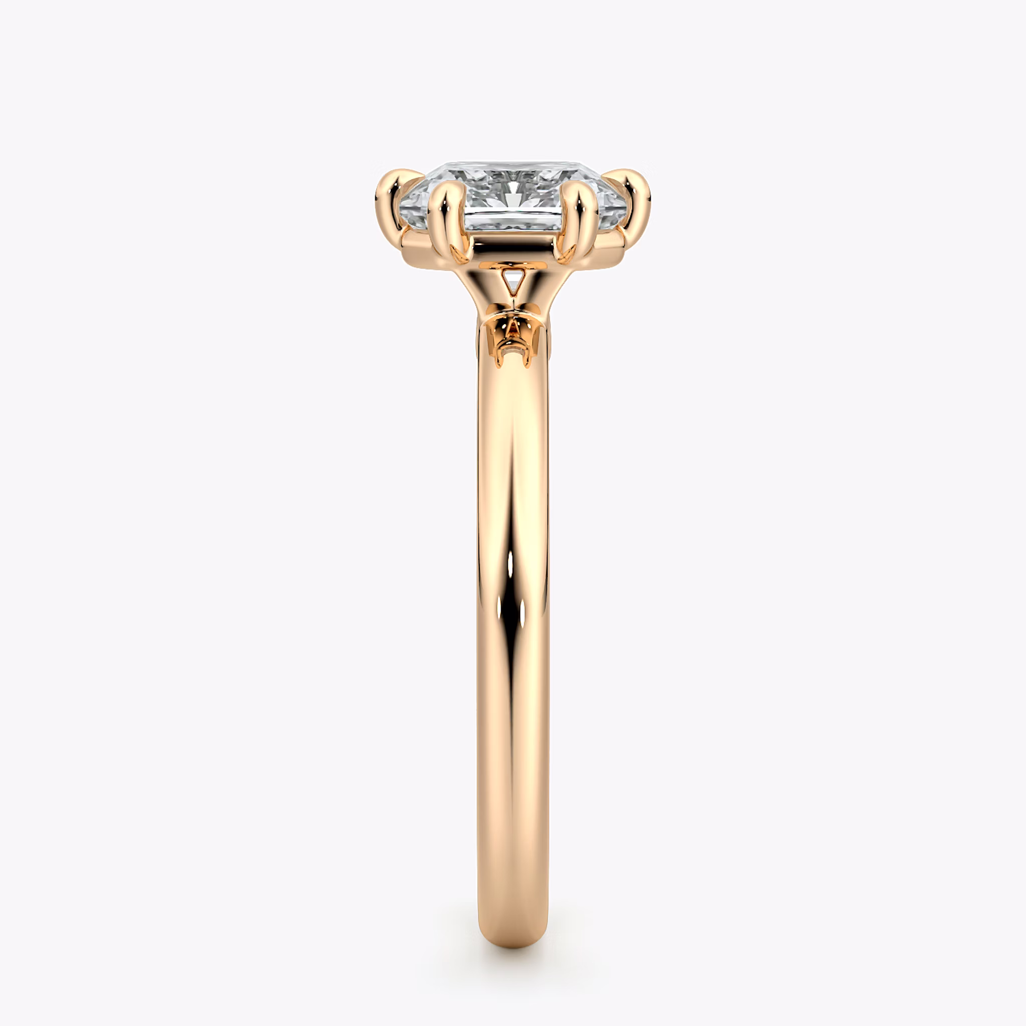 The Signature 6 Prong | Asscher | 14k | Rose Gold | bandAccent: Plain | bandWidth: large | hiddenHalo: no | diamondOrientation: vertical | caratWeight: other