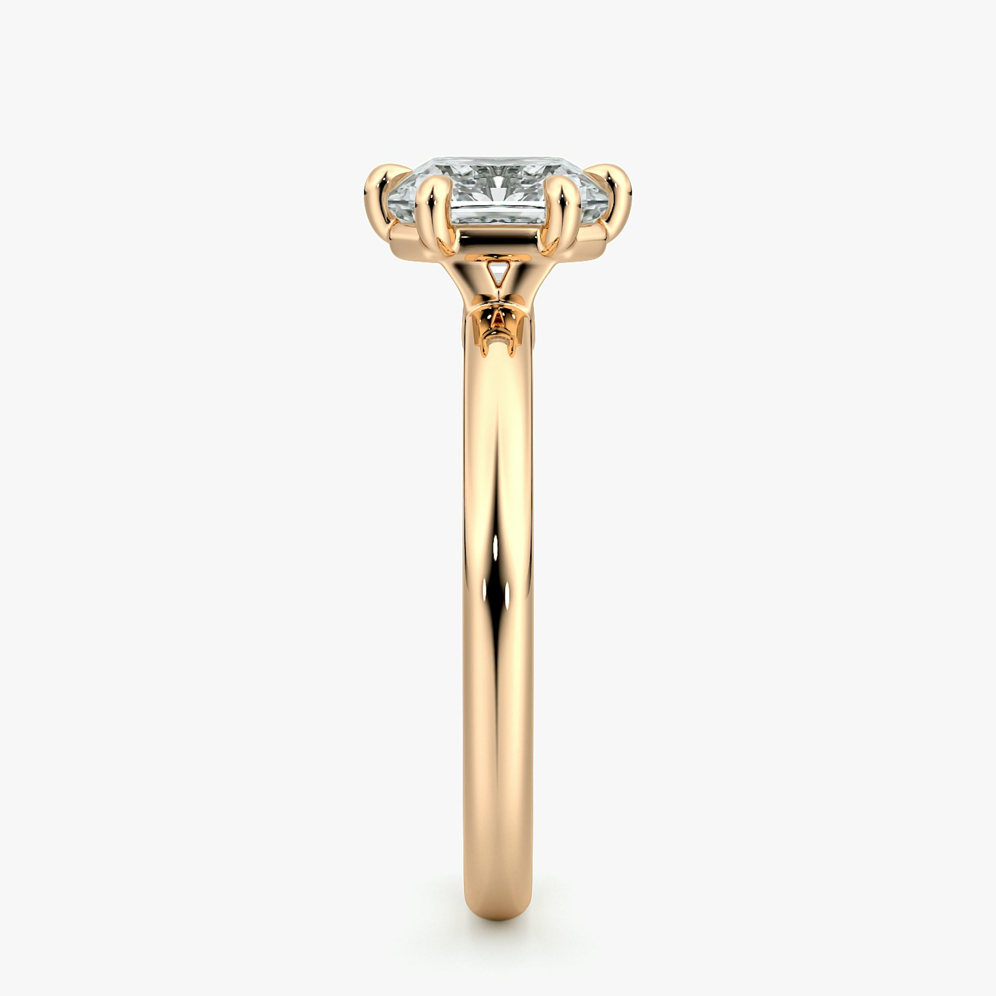 The Signature 6 Prong | Asscher | 14k | Rose Gold | bandAccent: Plain | bandWidth: large | hiddenHalo: no | diamondOrientation: vertical | caratWeight: other