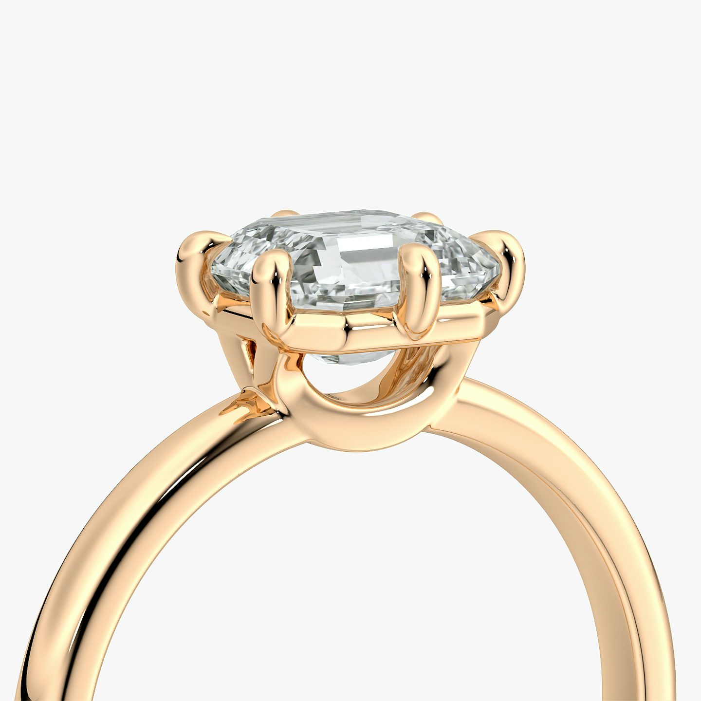 Bague de fiançailles Signature 6 Prong | Asscher | 14k | Or rose | bandAccent: Simple | bandWidth: large | hiddenHalo: no | diamondOrientation: vertical | caratWeight: other