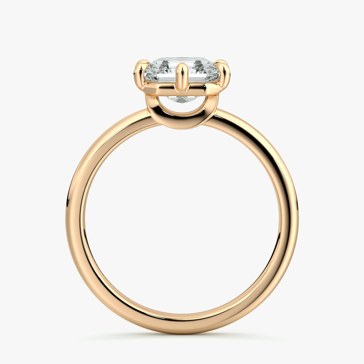 Bague de fiançailles Signature 6 Prong | Asscher | 14k | Or rose | bandAccent: Simple | bandWidth: large | hiddenHalo: no | diamondOrientation: vertical | caratWeight: other