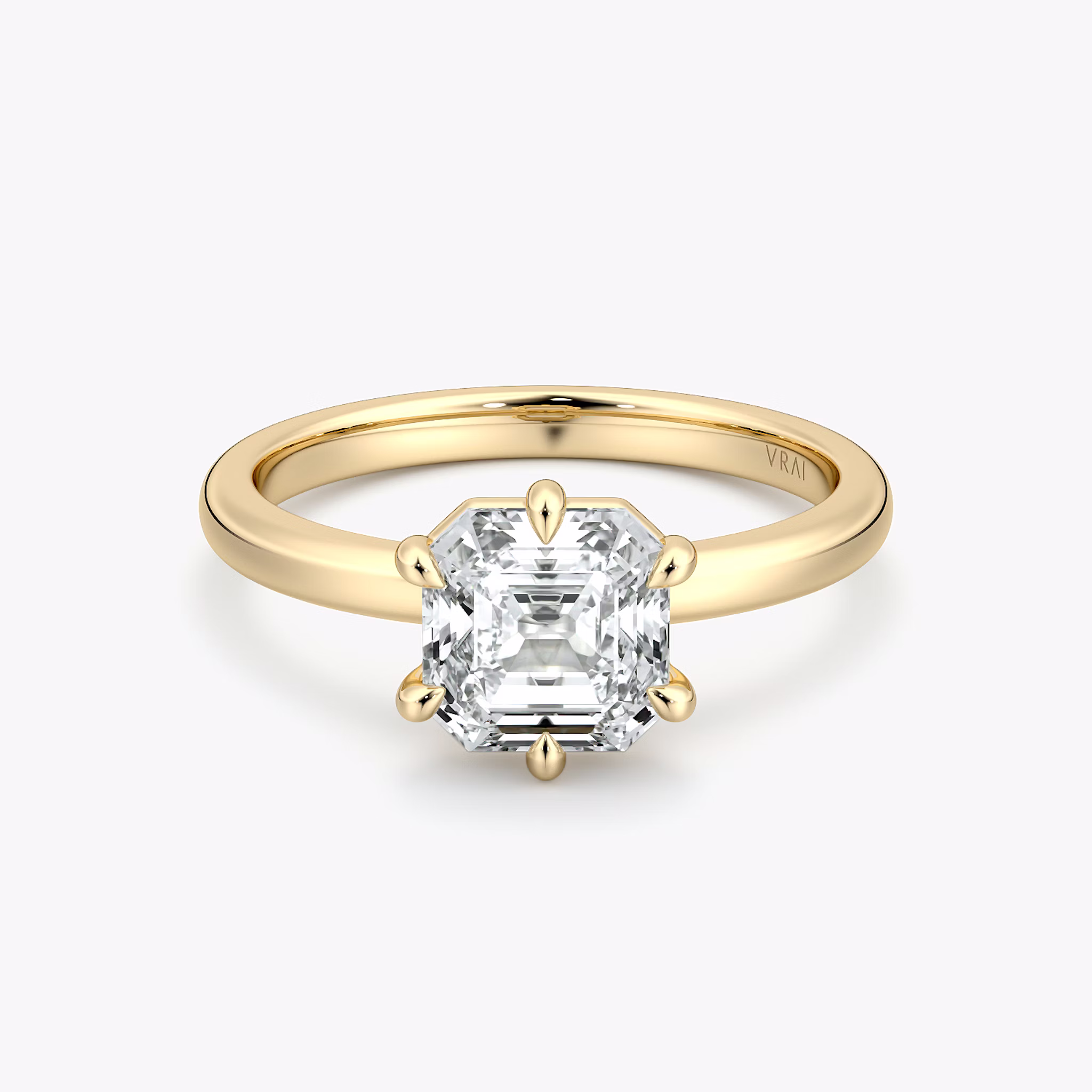 The Signature 6 Prong | Asscher | 18k | Yellow Gold | bandAccent: Plain | bandWidth: large | hiddenHalo: no | diamondOrientation: vertical | caratWeight: other