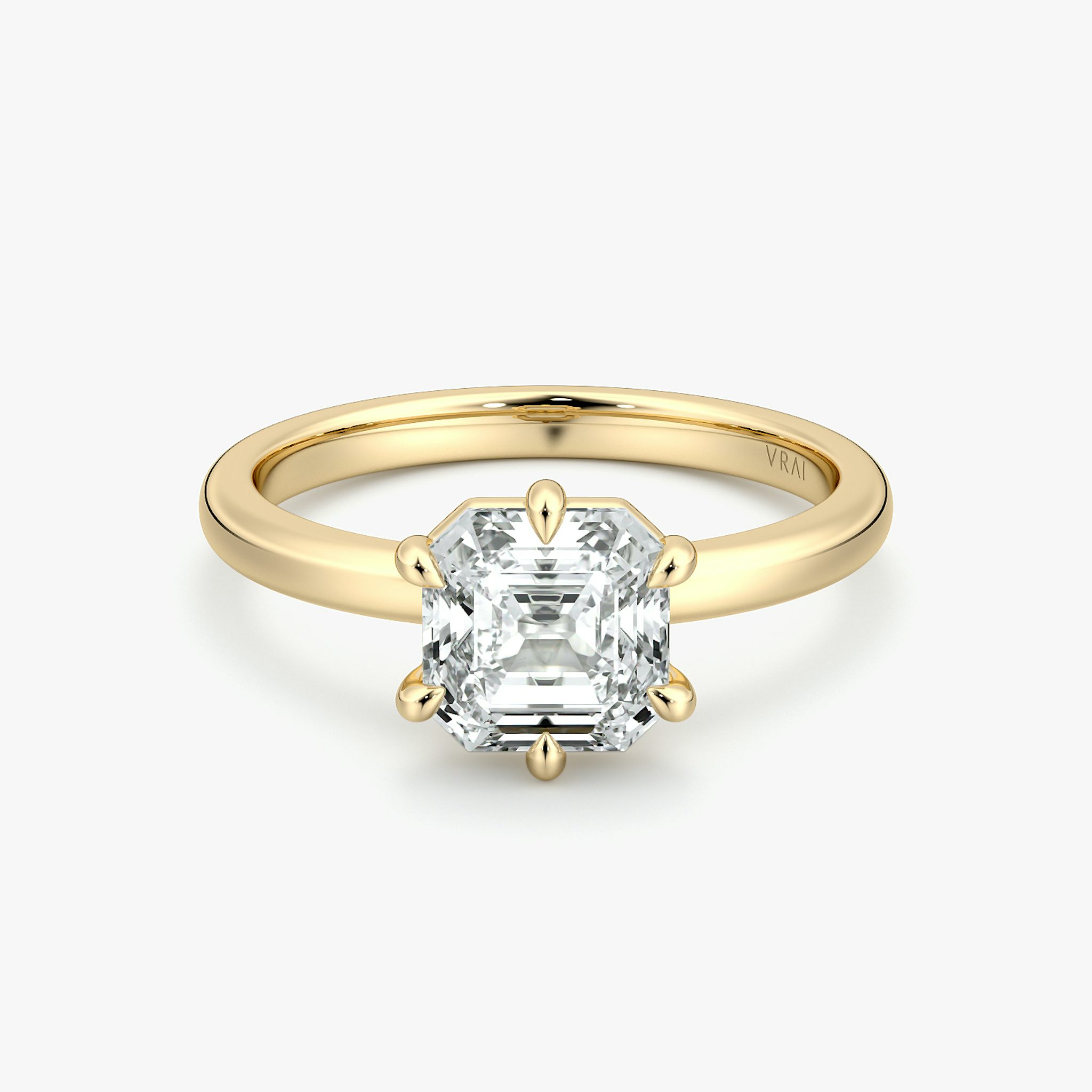 The Signature 6 Prong | Asscher | 18k | Yellow Gold | bandAccent: Plain | bandWidth: large | hiddenHalo: no | diamondOrientation: vertical | caratWeight: other