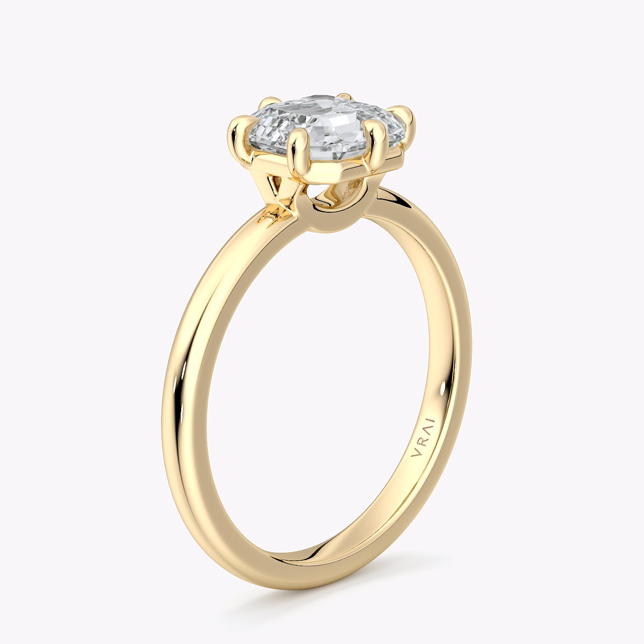 The Signature 6 Prong | Asscher | 18k | Yellow Gold | bandAccent: Plain | bandWidth: large | hiddenHalo: no | diamondOrientation: vertical | caratWeight: other